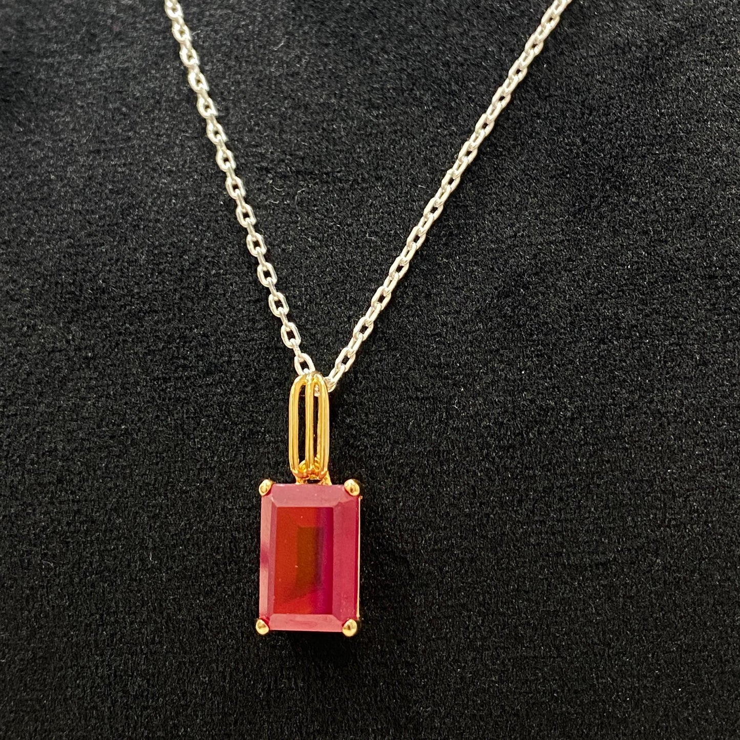 Pendant, Red Onyx emerald cut minimal design.