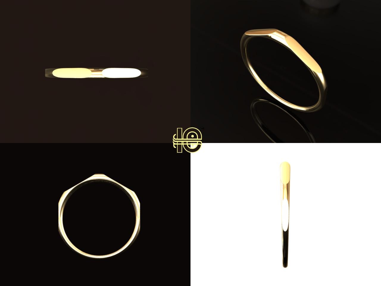 2mm Dainty Stackable Ring for women. Unique design in 18 karat gold plated Sterling Silver.