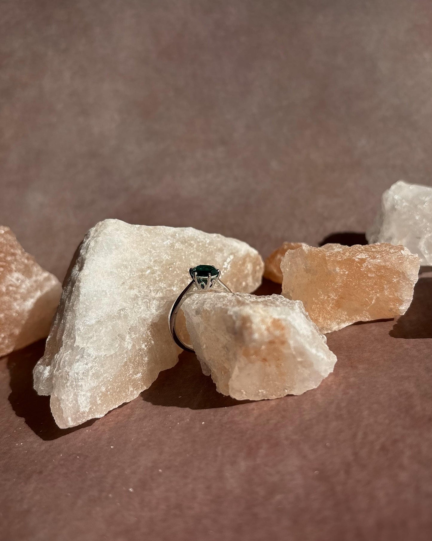 Green Simulated gemstone women's ring. Silver 925.