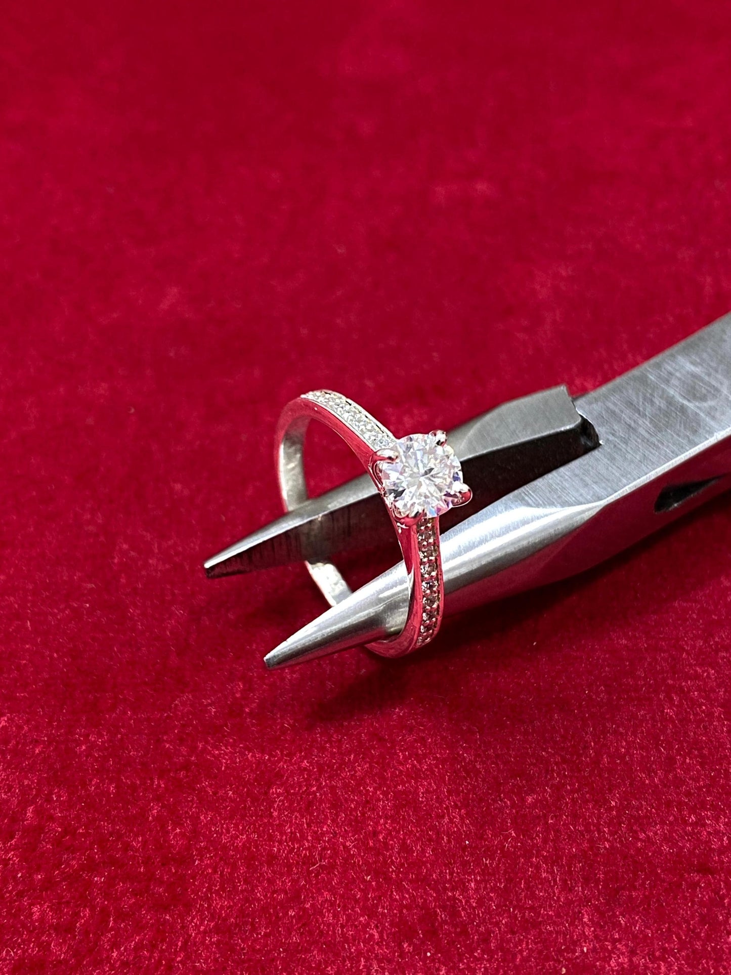 Round Half Eternity Engagement Ring. Promise, Proposal ring.
