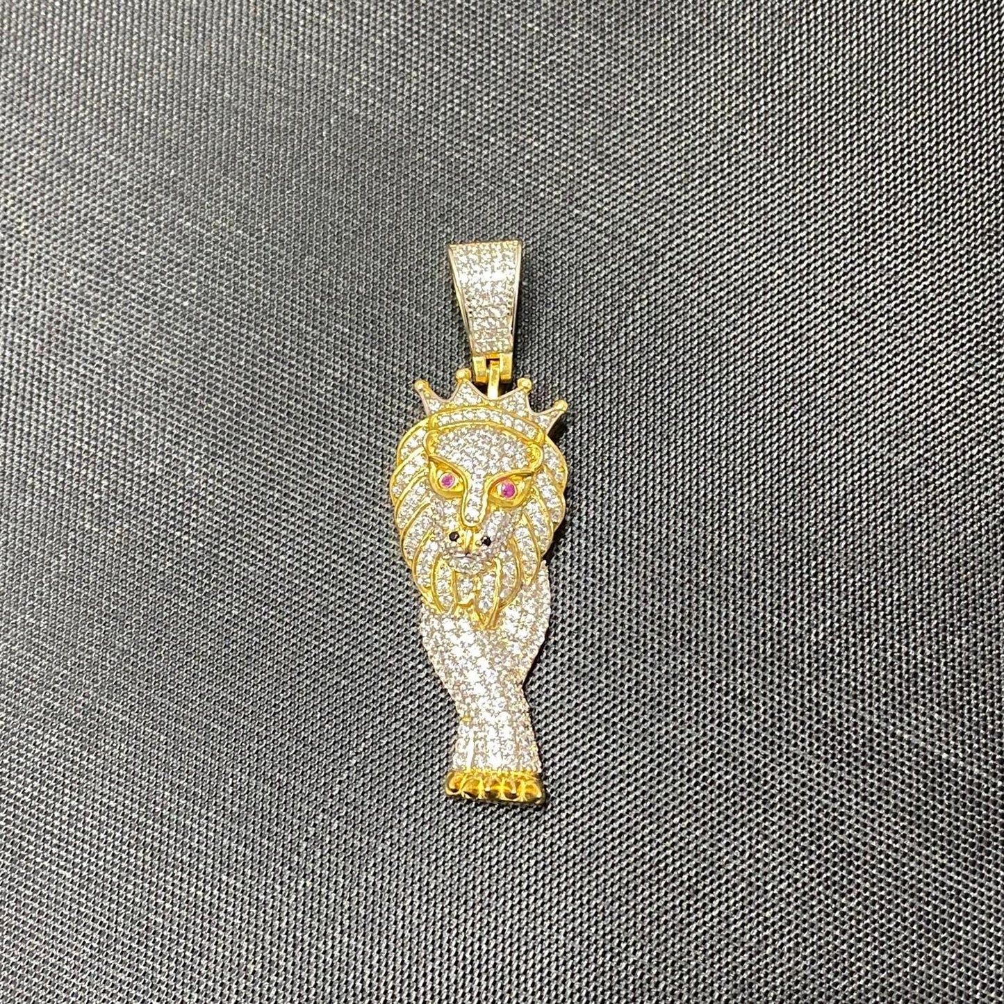 18 Karat Plated Lion Walk Pendant. Iced pendant. Gold. Silver. Diamonds. Hip Hop pendants.