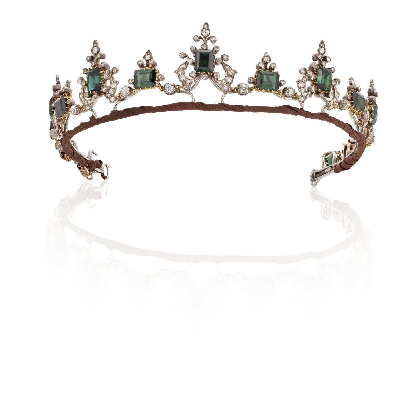 35ct Emerald 10ct Diamond 925 Sterling Silver Tiara