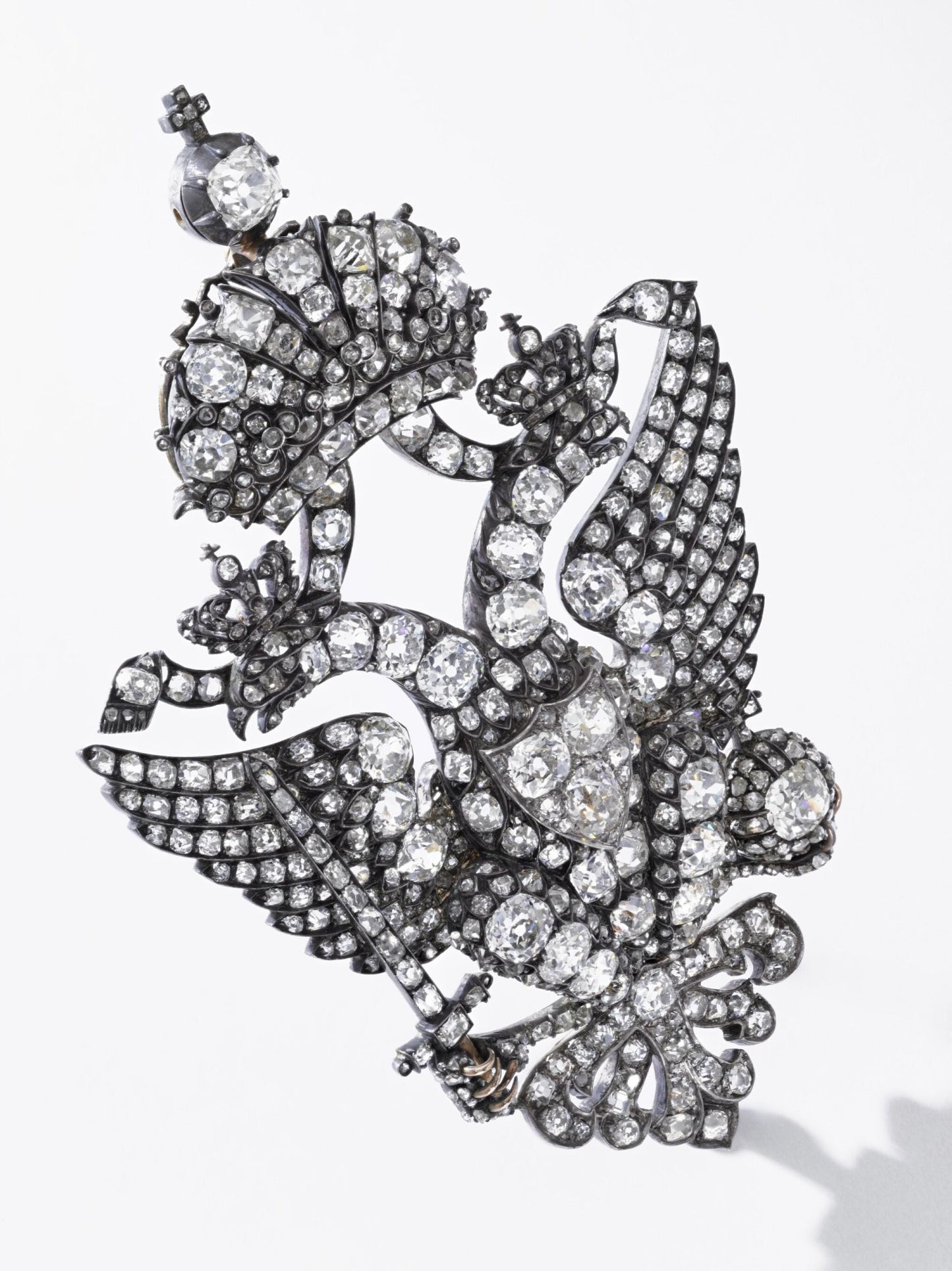 Eagle Fighter 12ct Natural Rose Cut Diamond 925 Sterling Silver Brooch