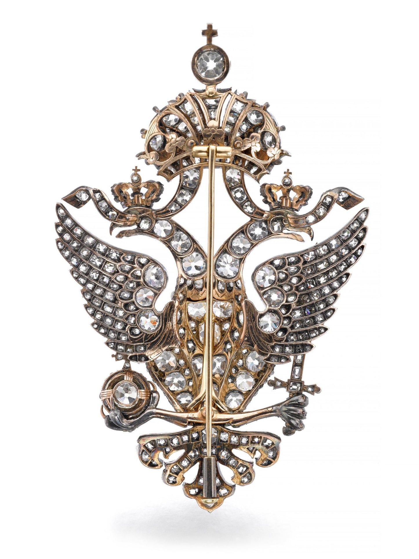 Eagle Fighter 12ct Natural Rose Cut Diamond 925 Sterling Silver Brooch