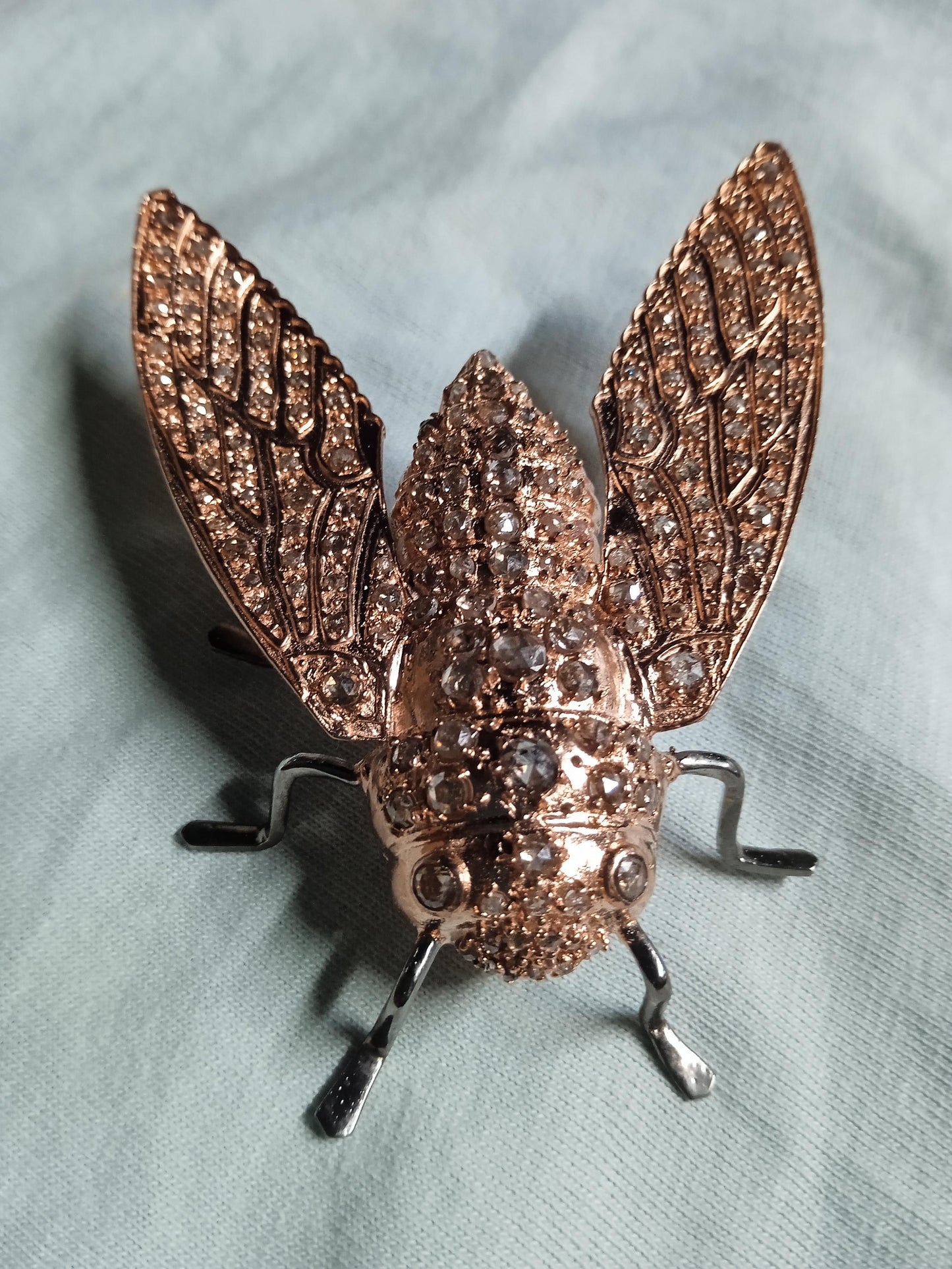 2.5ct Natural Diamond 925 Sterling Silver Bee Brooch