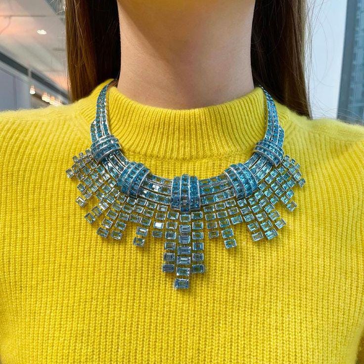 Necklace - Rectangular Shape 250ct Blue Topaz Royal Necklace 925 Sterling Silver