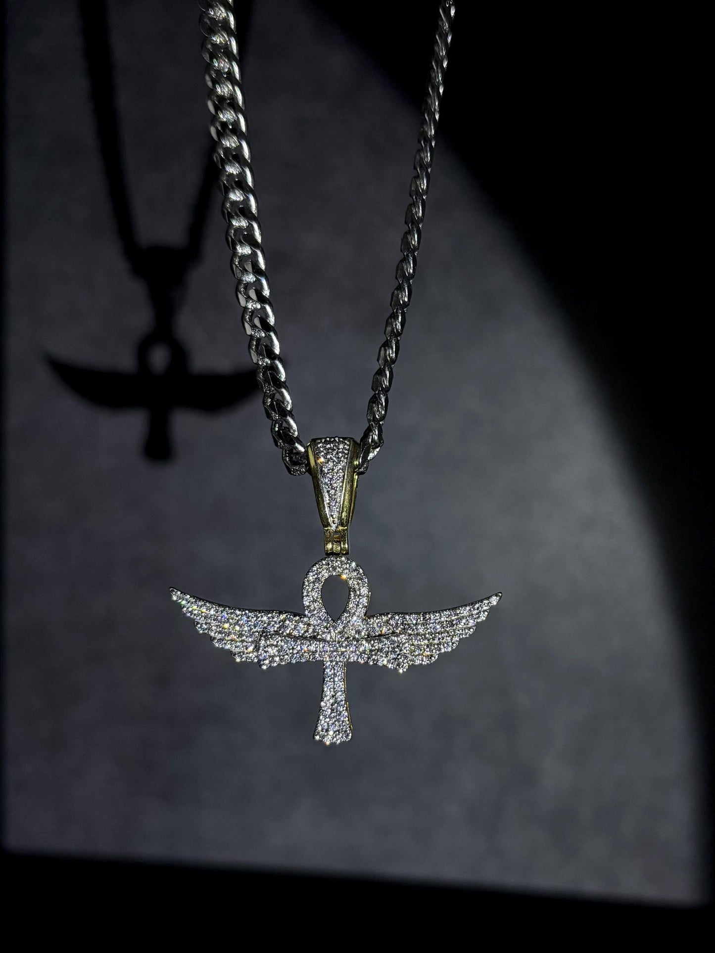 Iced Cross Wing pendant I Iced moissanite pendant I Hip Hop pendant jewelry I Silver 925 I Moissanite I 18 karat Pure Gold Plated I