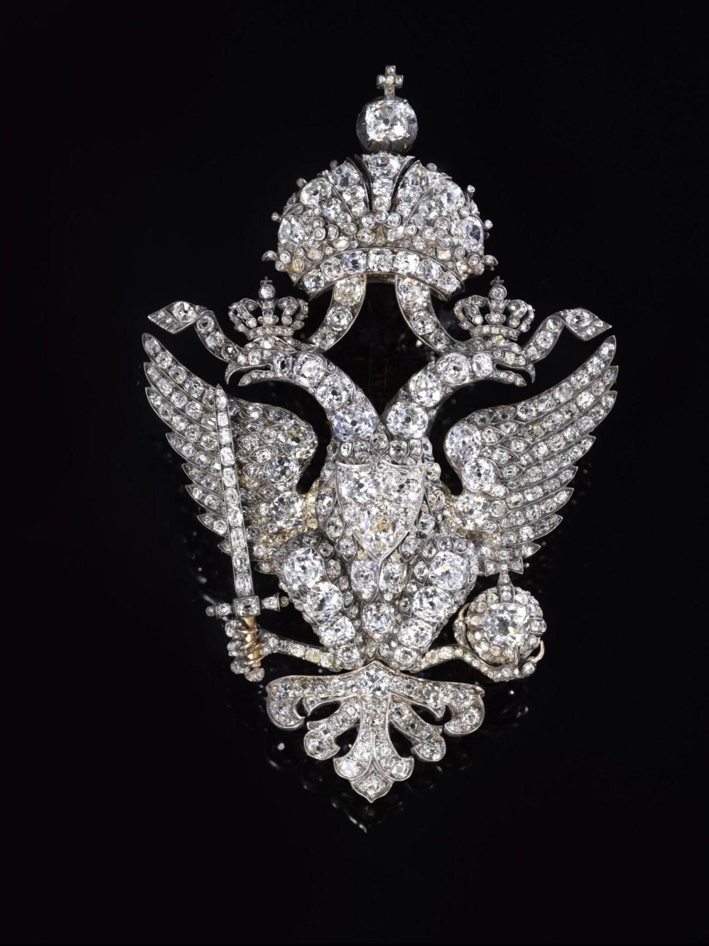 Eagle Fighter 12ct Natural Rose Cut Diamond 925 Sterling Silver Brooch