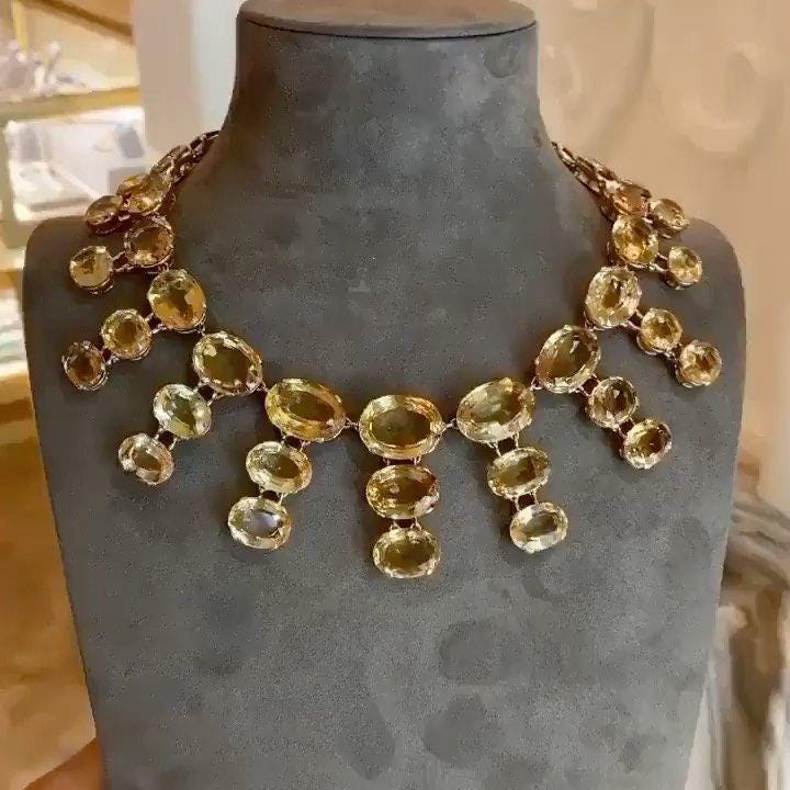 Necklace - Oval Shape 340ct Citrine Royal Necklace 925 Sterling Silver