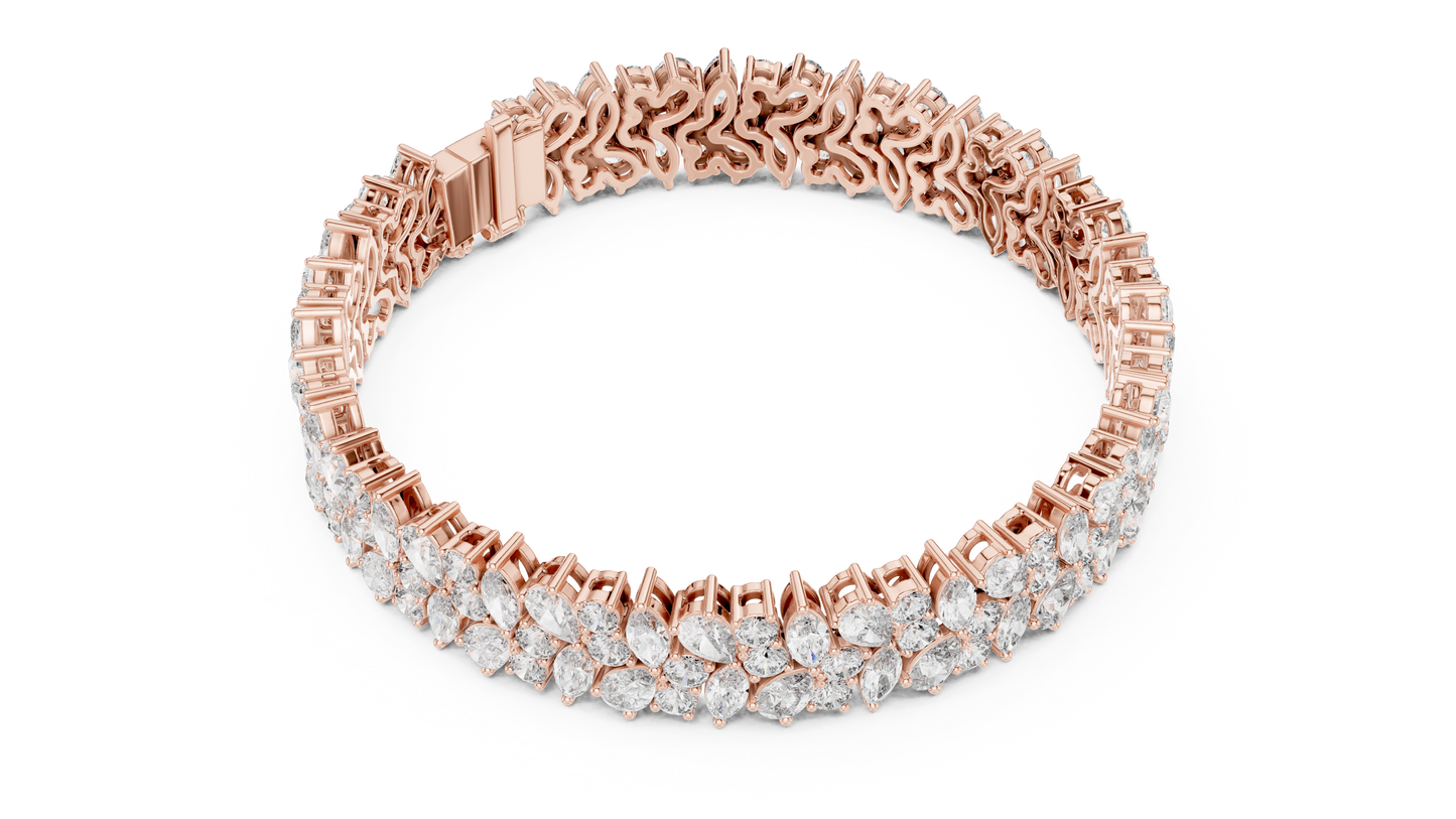 Unique Designer Bracelet high-end Jewelry. For women. Diamond. 14 Karat Gold. GLBR0004.