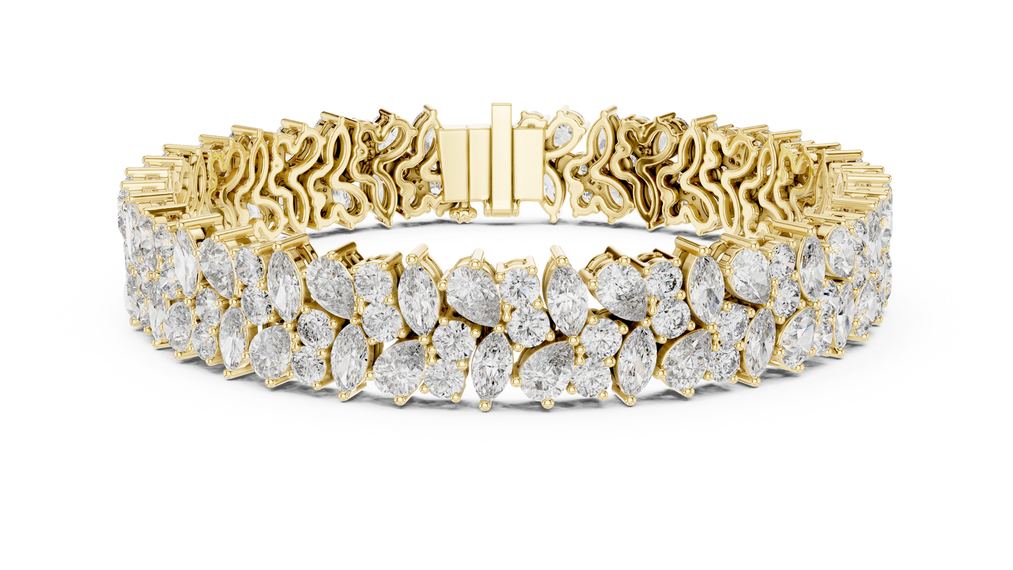 Unique Designer Bracelet high-end Jewelry. For women. Diamond. 14 Karat Gold. GLBR0004.