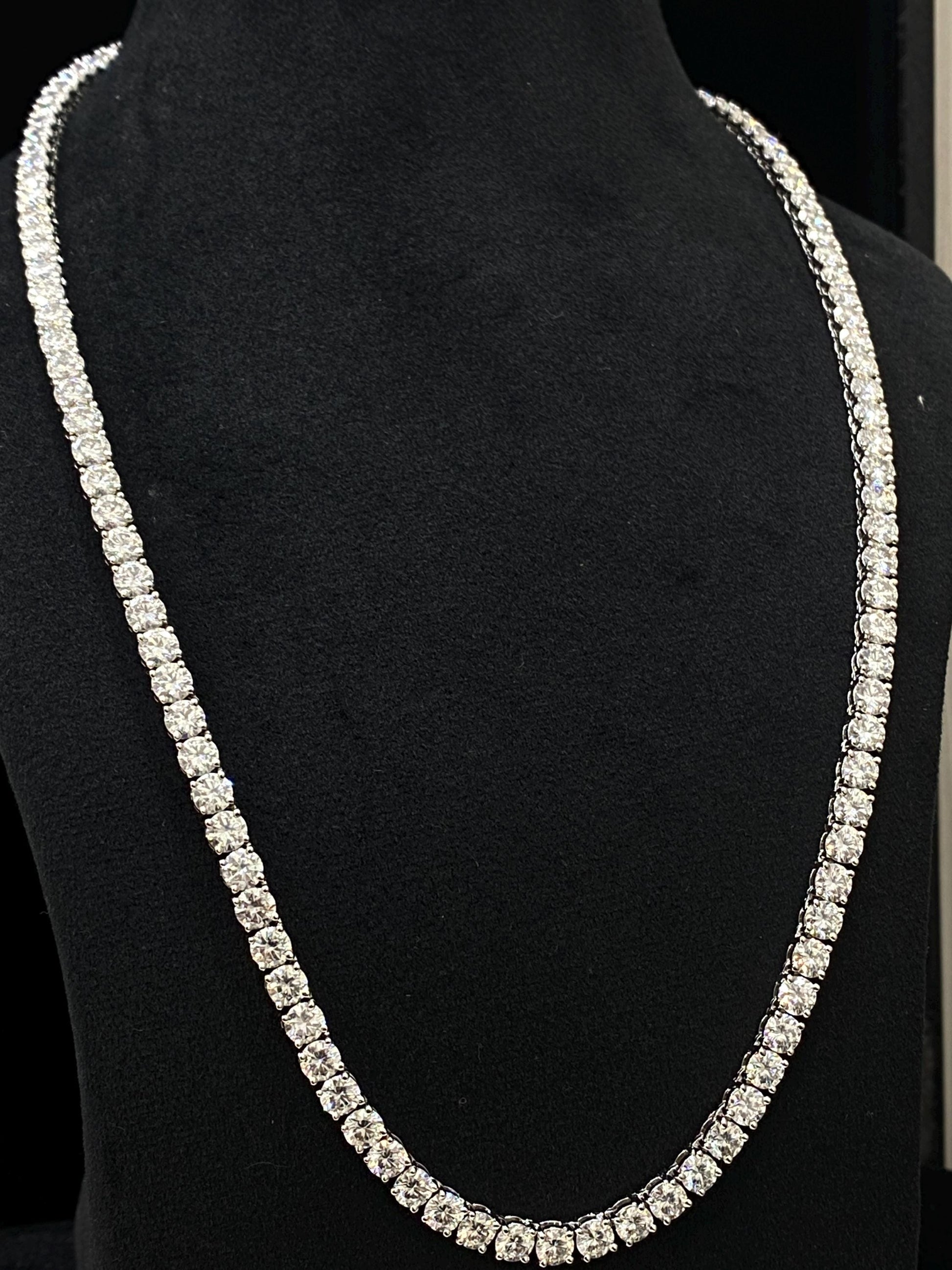 Tennis Chain, Sterling Silver Moissanite. 24 inch Length.