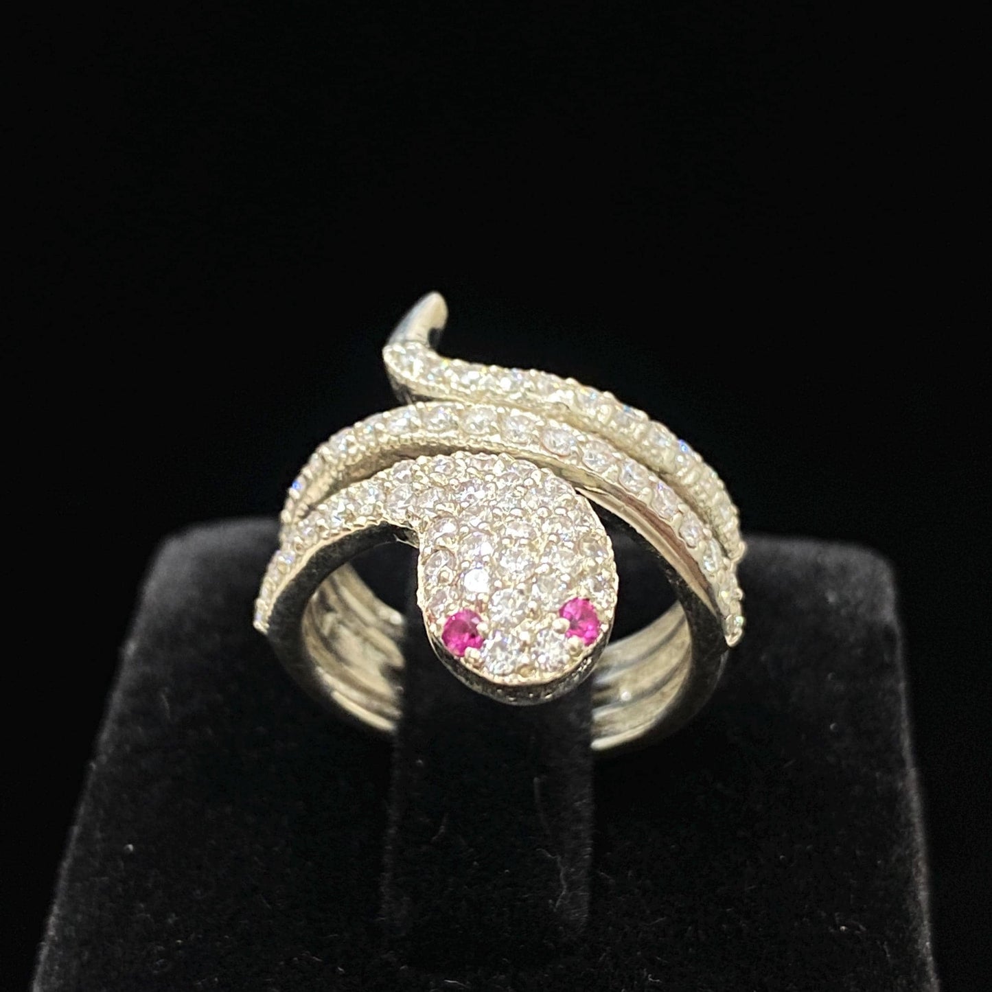 White snake silver ring
