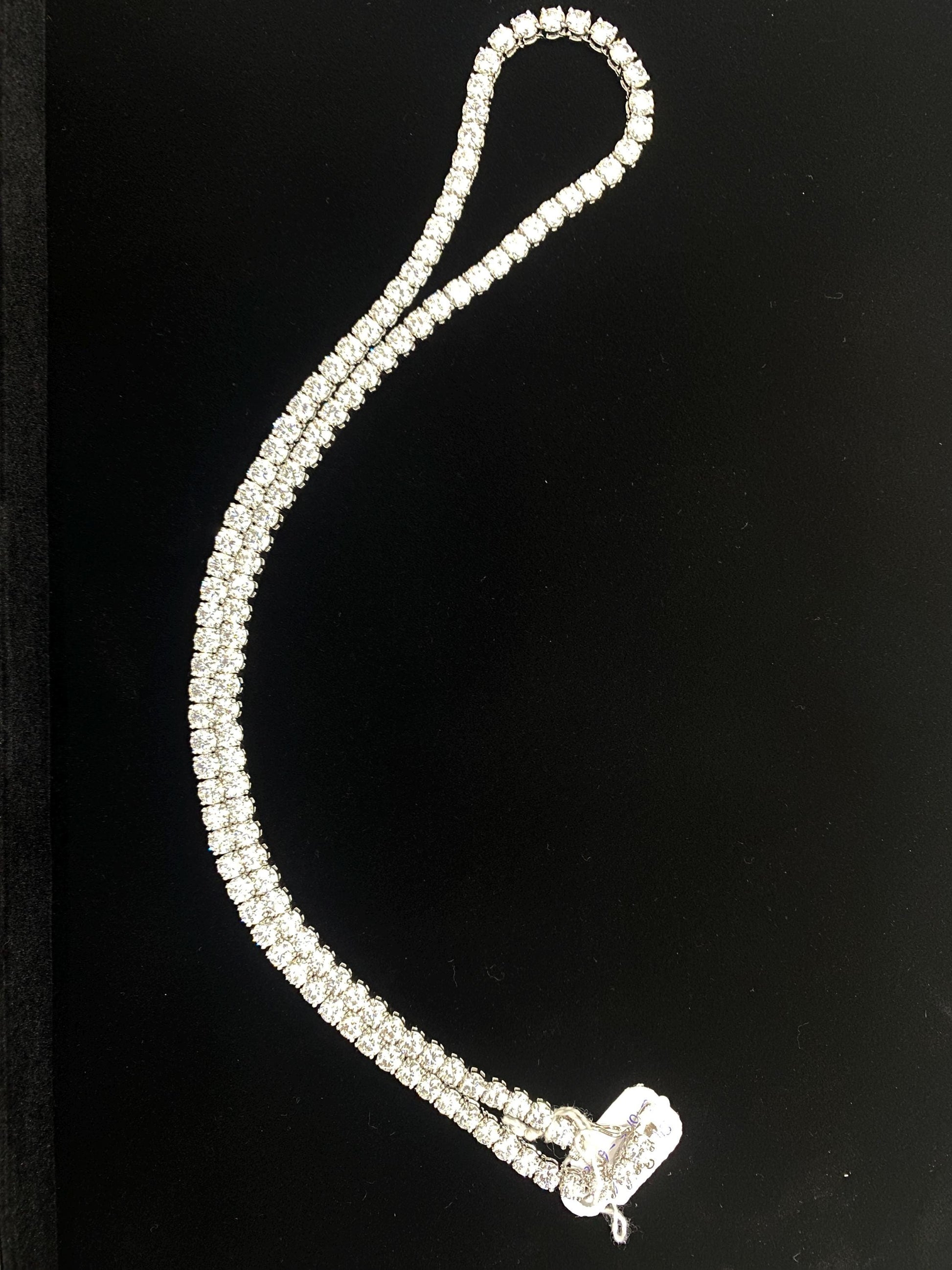 Tennis Chain, Sterling Silver Moissanite. 24 inch Length.