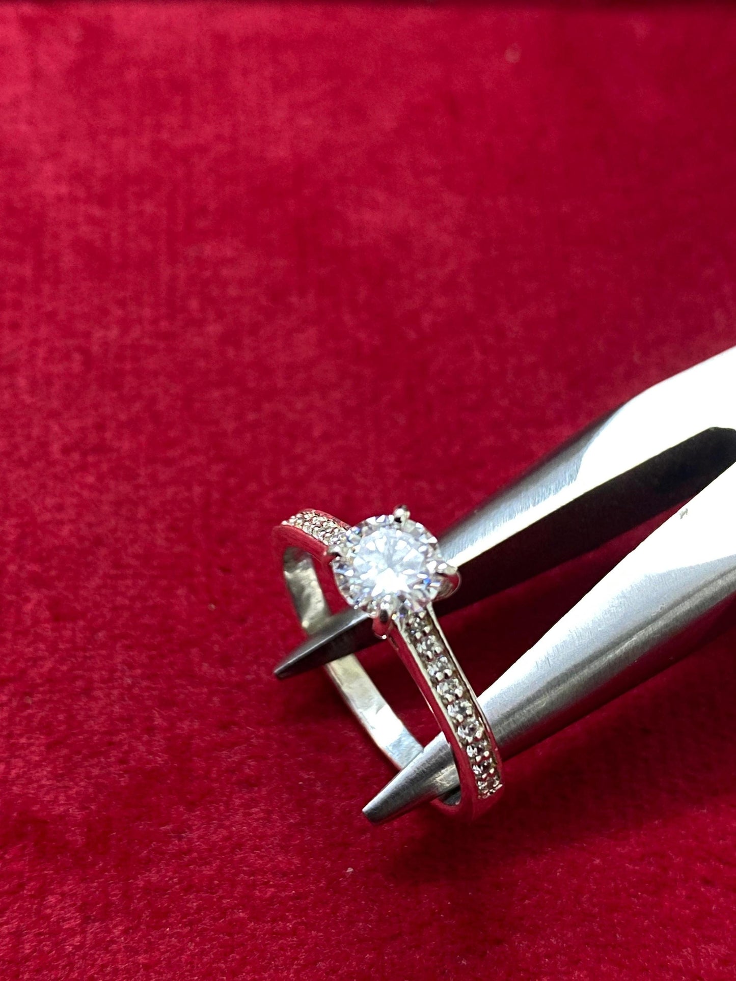 Round Half Eternity Engagement Ring. Promise, Proposal ring.