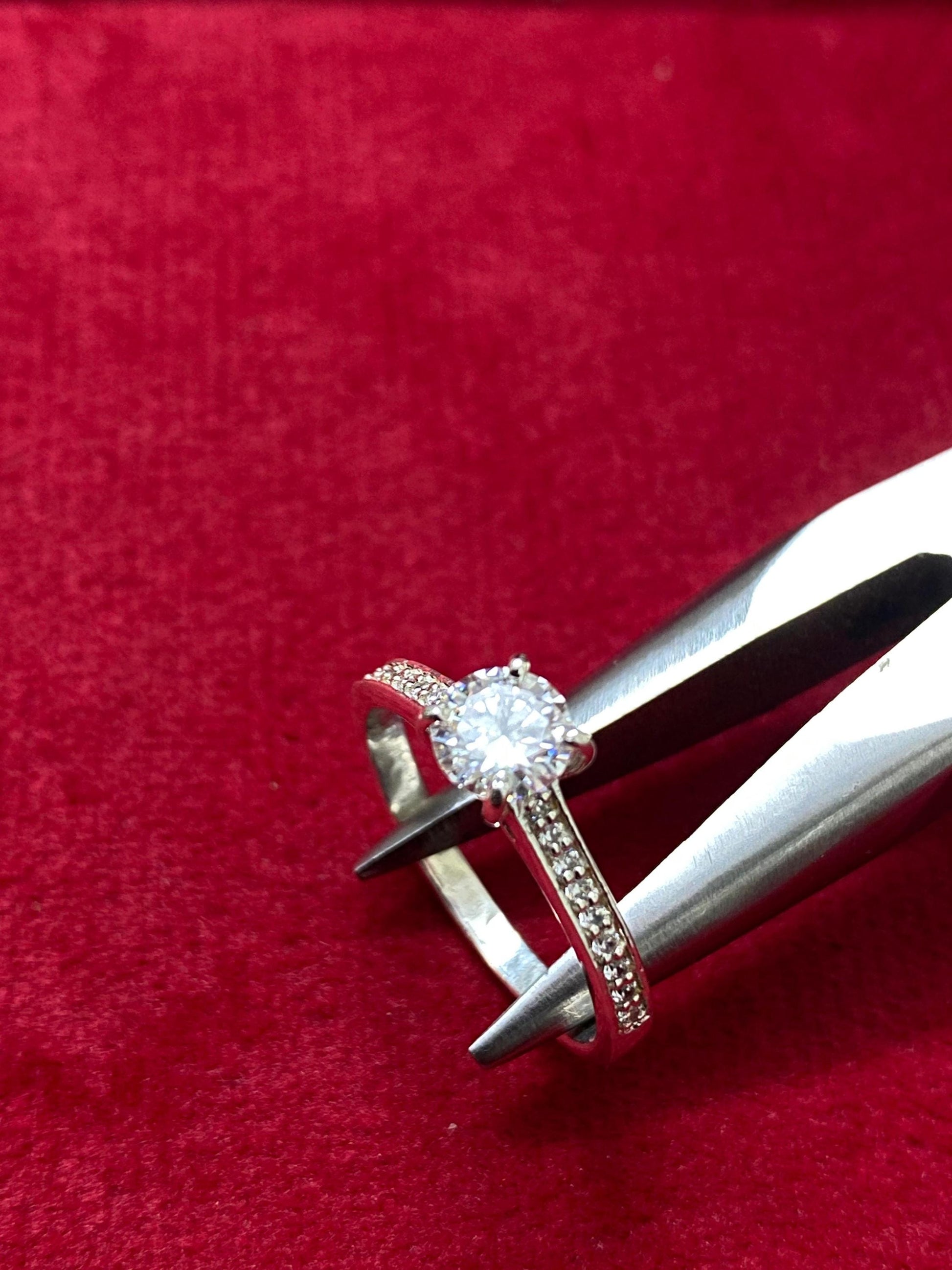 Round Half Eternity Engagement Ring. Promise, Proposal ring.
