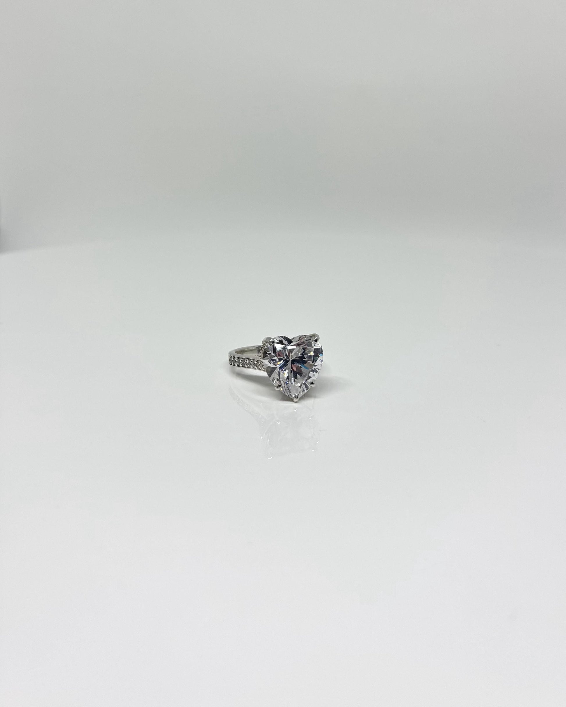 Heart shaped moissanite Statement Ring. Engagement Ring.