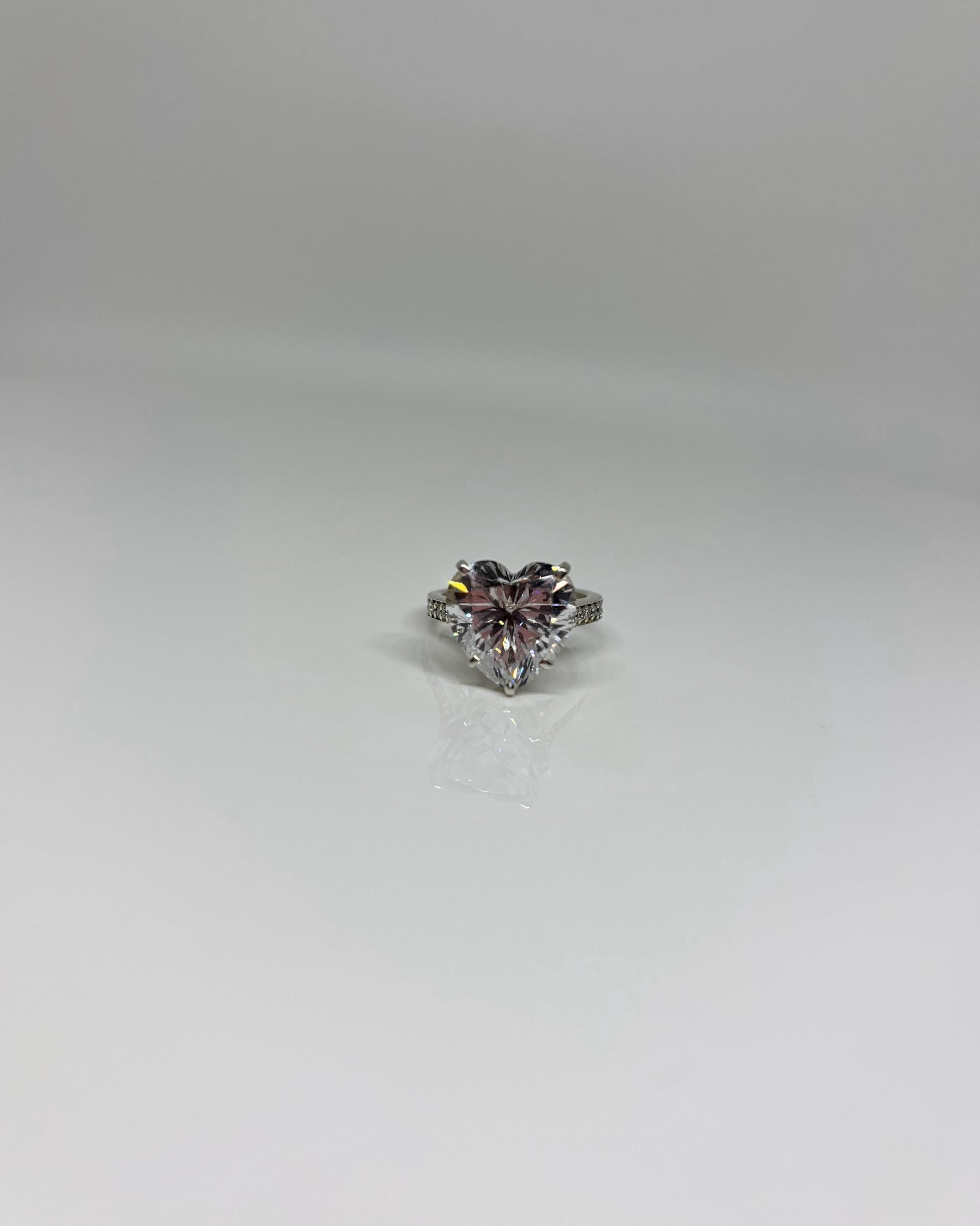 Heart shaped moissanite Statement Ring. Engagement Ring.