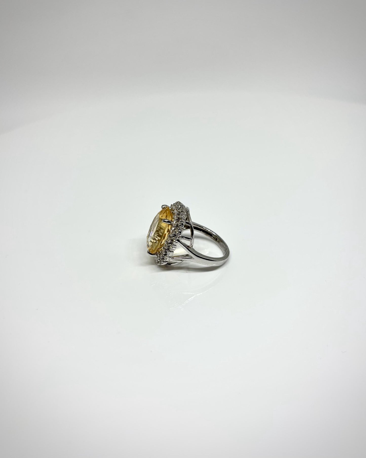 Statement Ring, Oval Halo, Gold, Silver, Diamond Ring for Women.