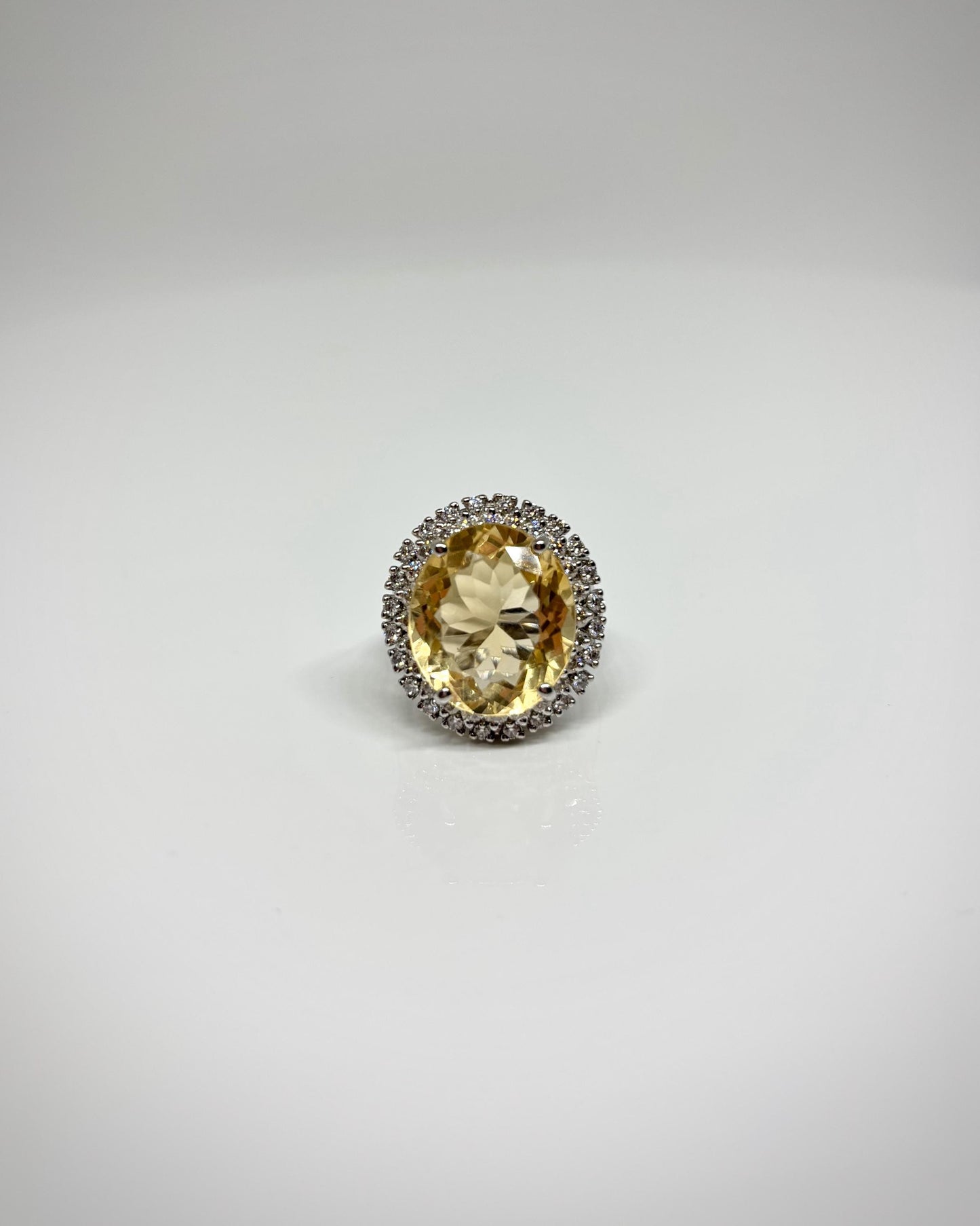 Statement Ring, Oval Halo, Gold, Silver, Diamond Ring for Women.