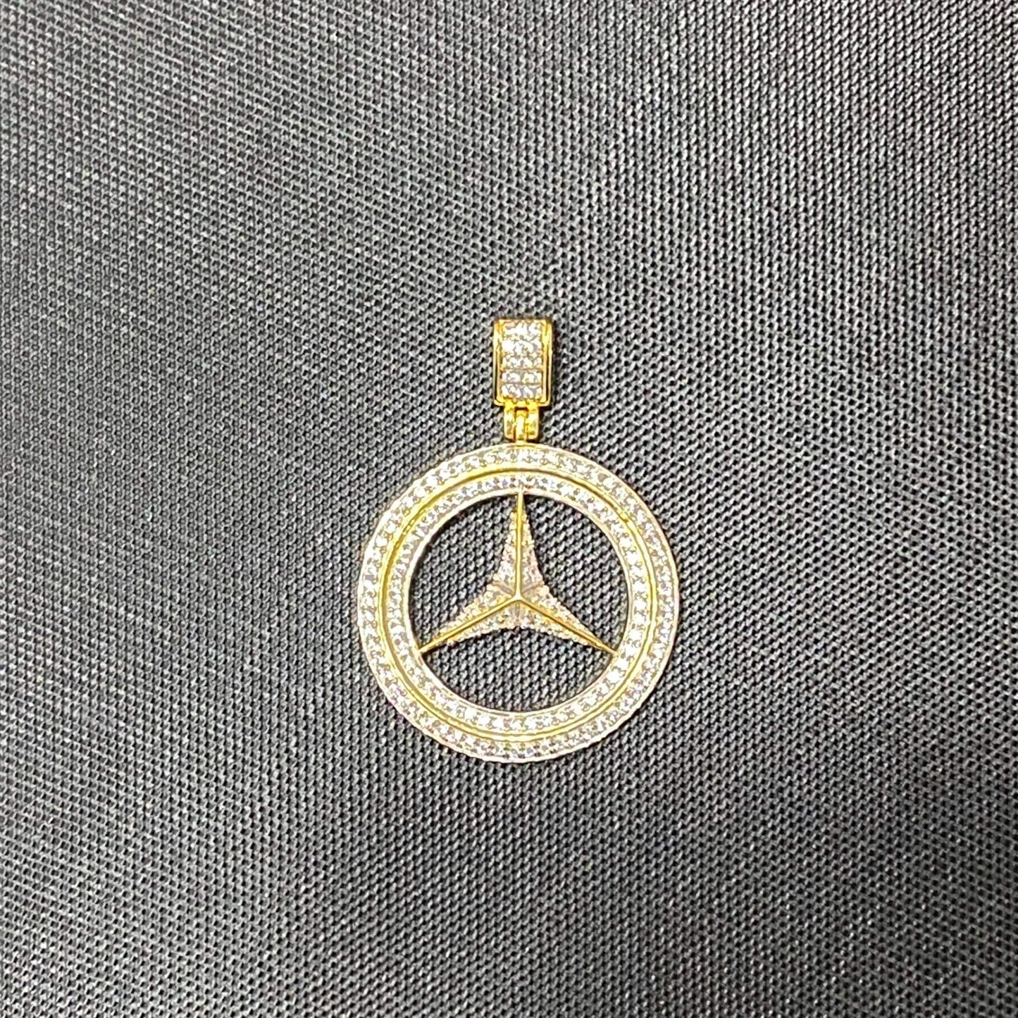 Solid Mercedes 18 karat plated hip hop pendant.