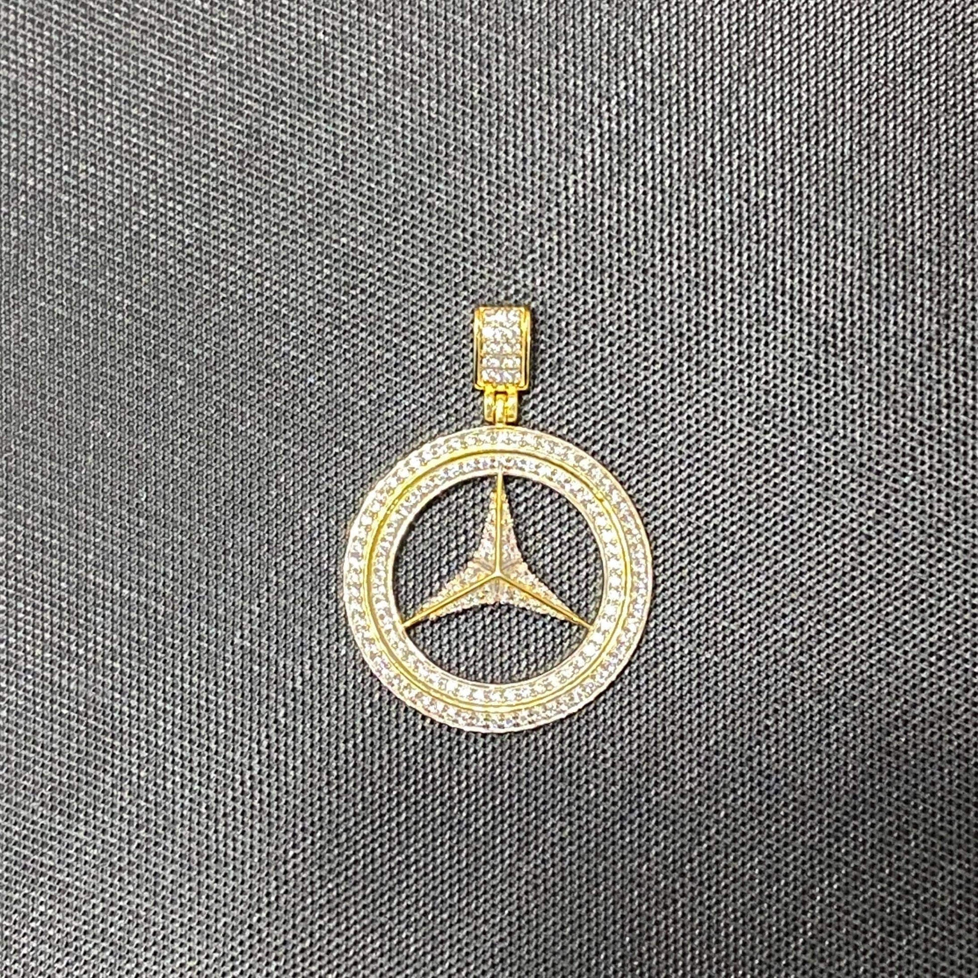 Solid Mercedes 18 karat plated hip hop pendant.