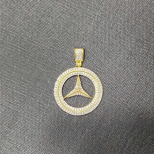 Solid Mercedes 18 karat plated hip hop pendant.