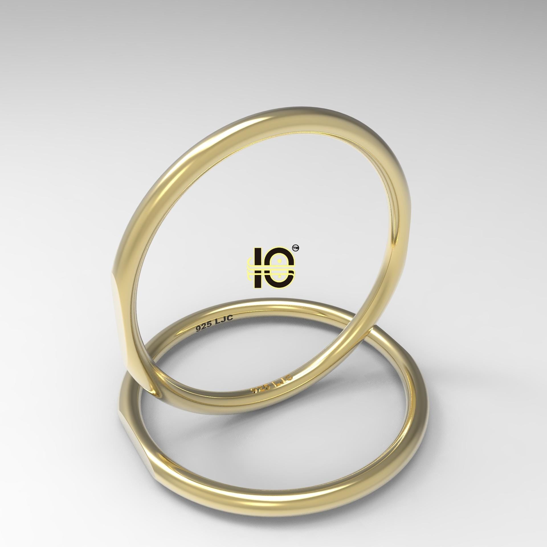 1.5mm Unique Design Stackable ring. For women. 18 Karat Gold Plated Silver Ring.