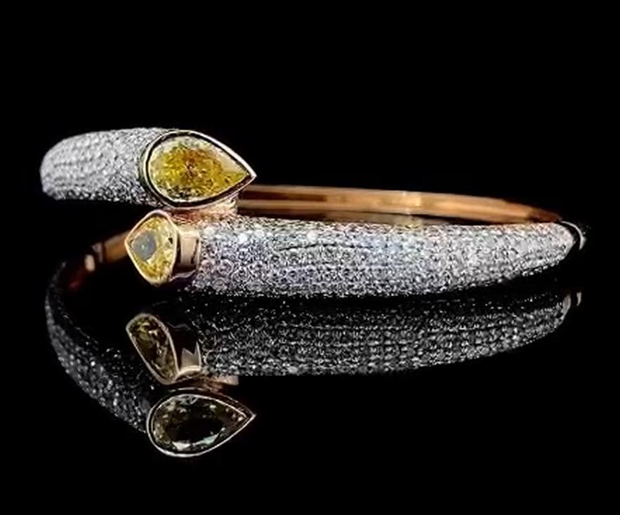 Twin Pear Bracelet natural diamond 14 karat gold.