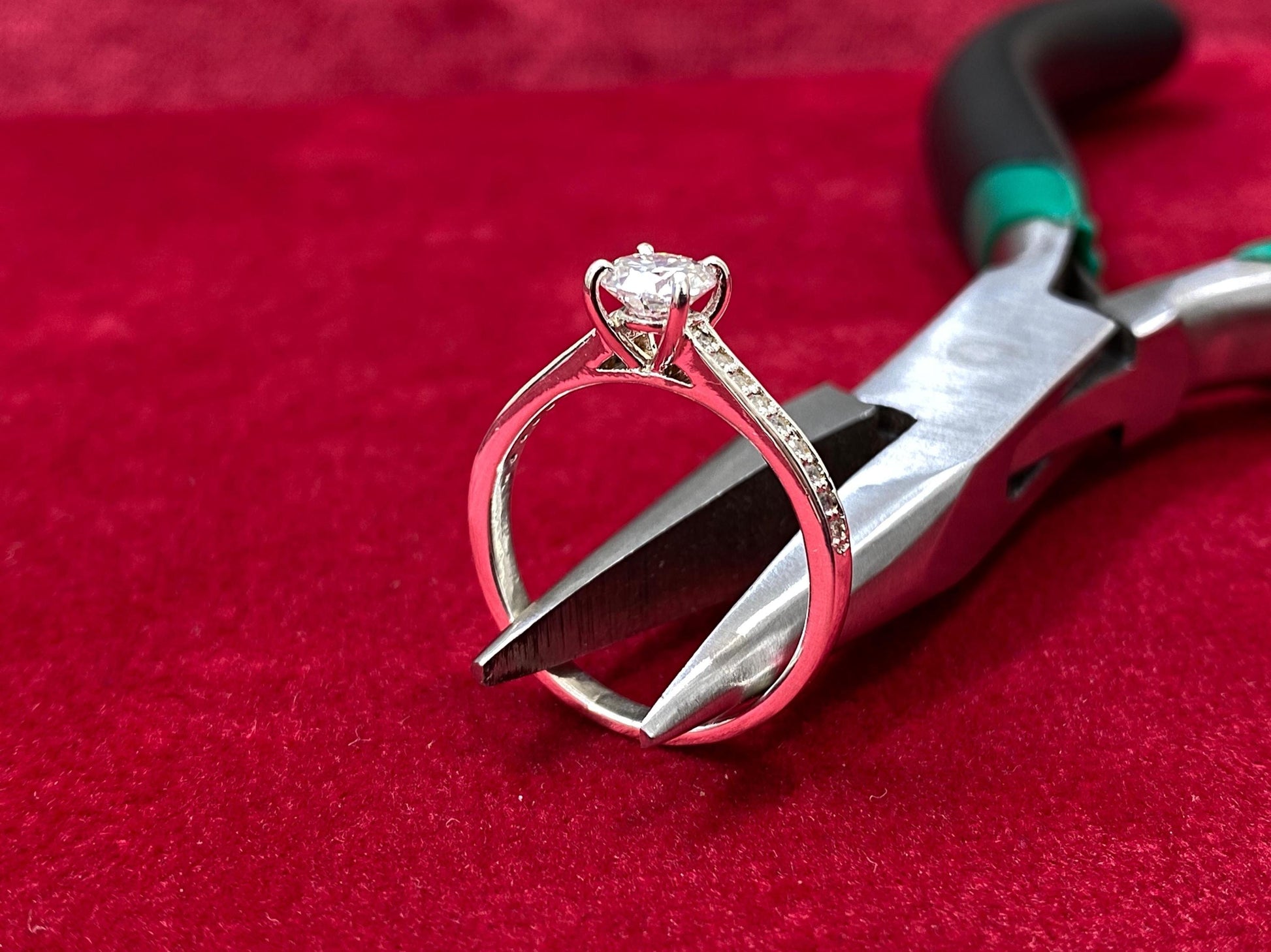 Round Half Eternity Engagement Ring. Promise, Proposal ring.