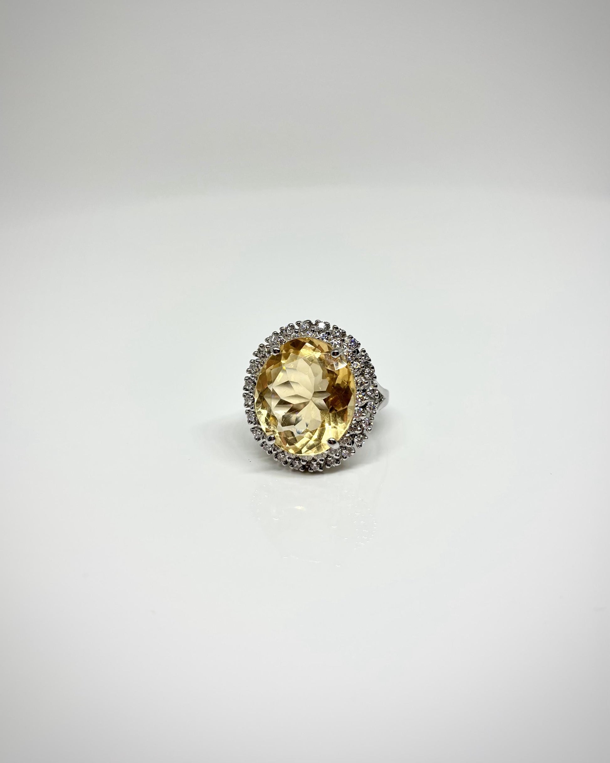 Statement Ring, Oval Halo, Gold, Silver, Diamond Ring for Women.