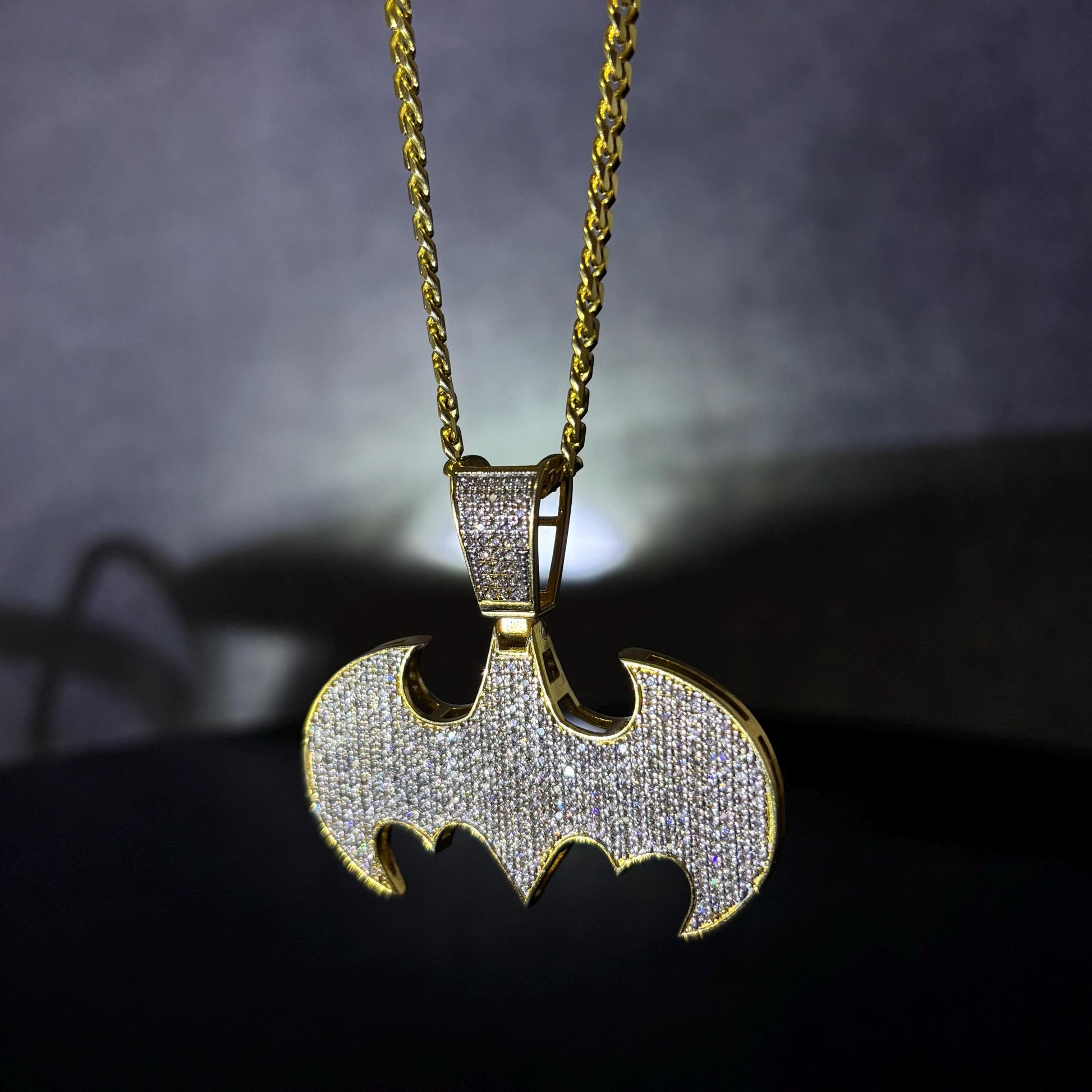 Batman Men Pendent 18K Yellow Gold Plated Hip Hop Halloween pendant. Iced pendants. Diamond Jewelry. Gold Jewelry.