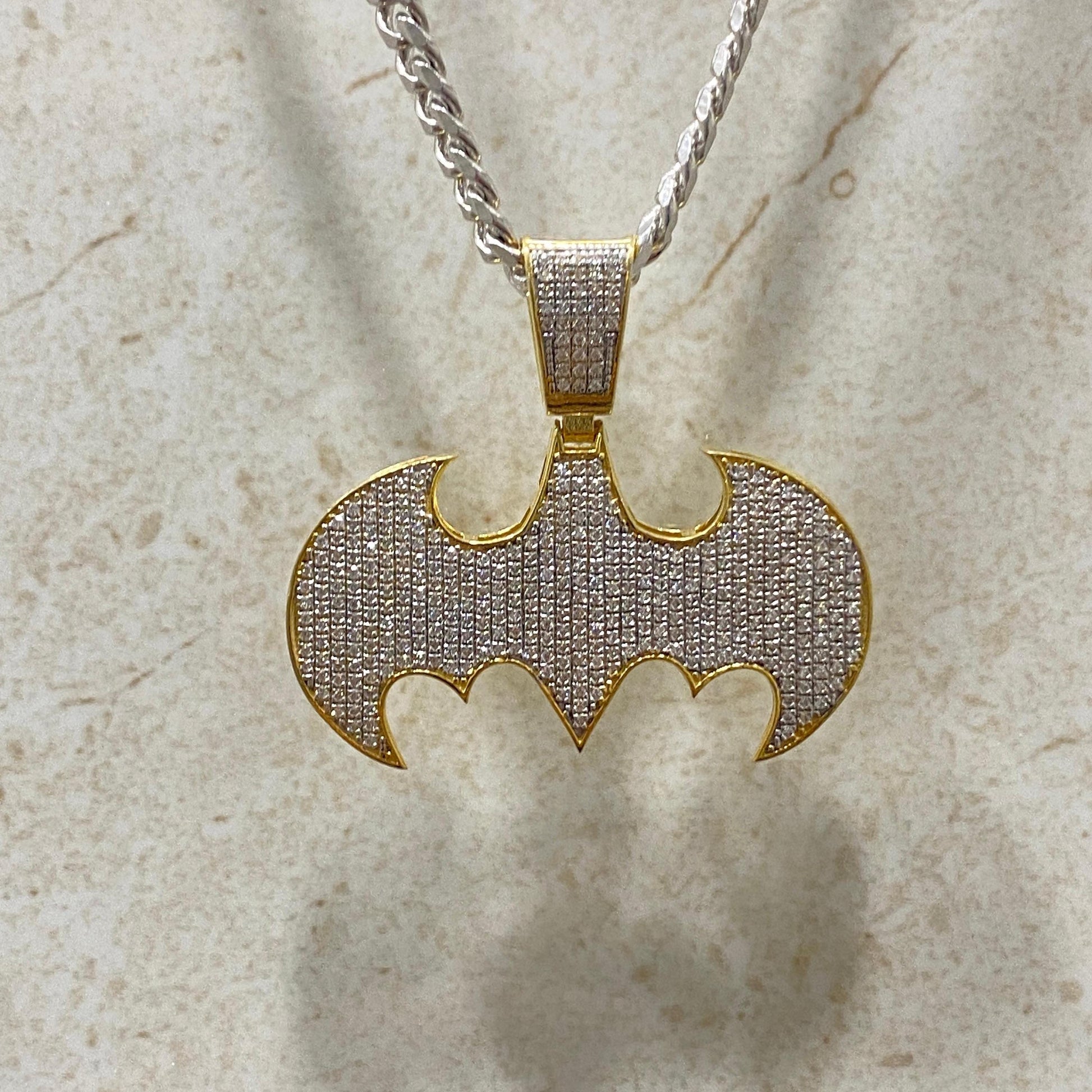 Batman Men Pendent 18K Yellow Gold Plated Hip Hop Halloween pendant. Iced pendants. Diamond Jewelry. Gold Jewelry.