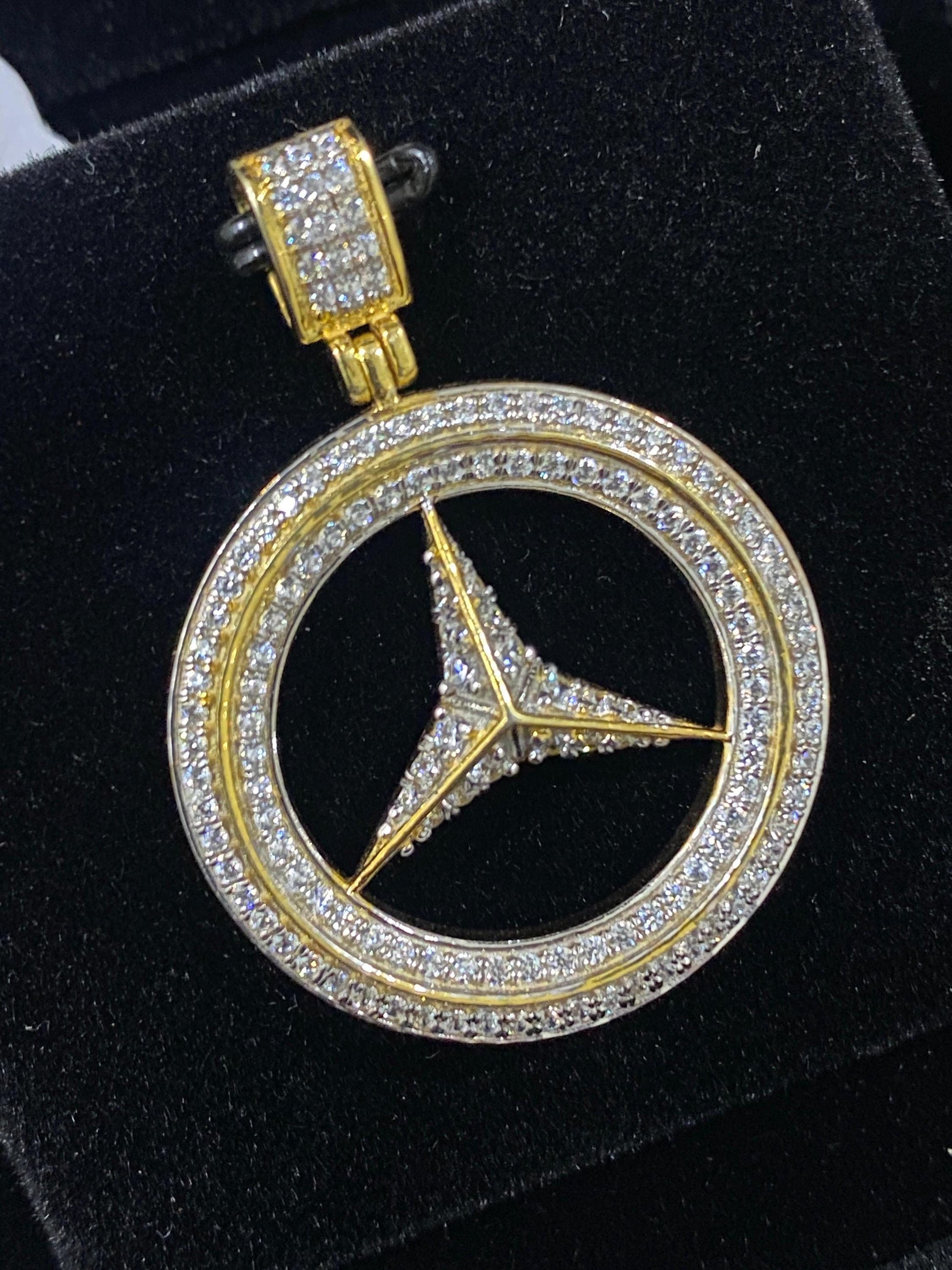 Solid Mercedes 18 karat plated hip hop pendant.