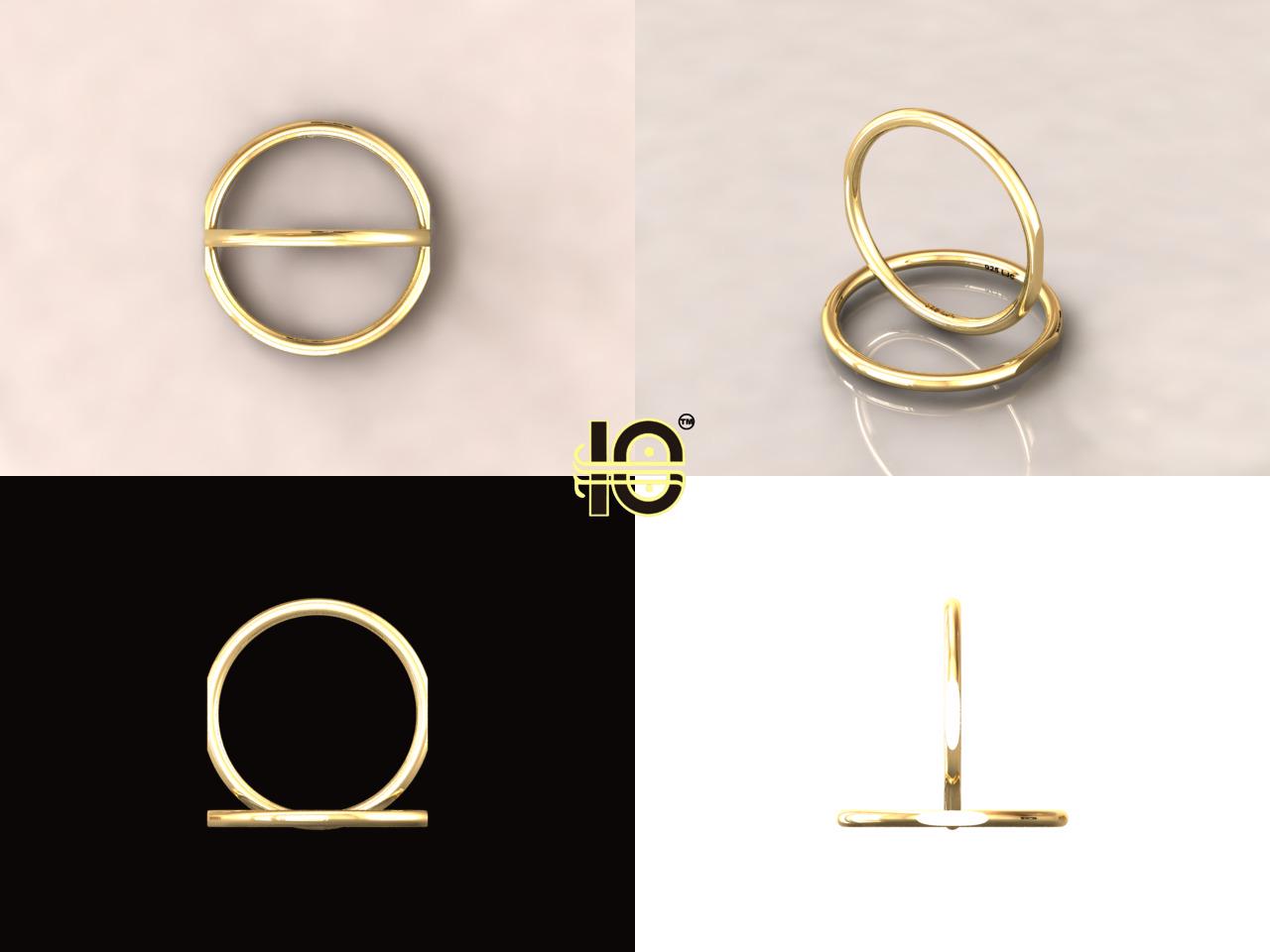 1.5mm Unique Design Stackable ring. For women. 18 Karat Gold Plated Silver Ring.