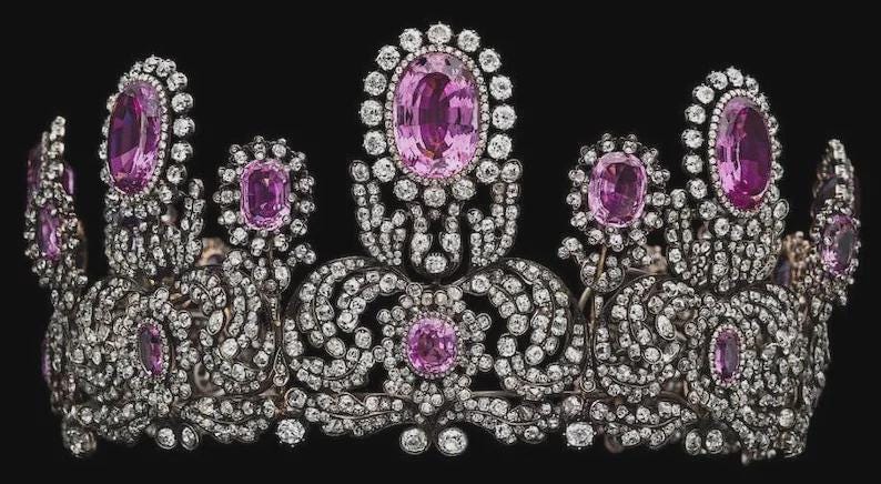 60c Lab Grow Diamond 90ct Amethyst 925 Sterling Silver Bridal Tiara Jewelry