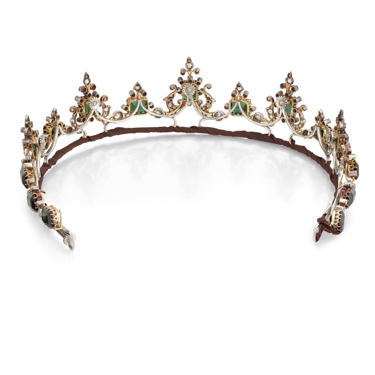 35ct Emerald 10ct Diamond 925 Sterling Silver Tiara