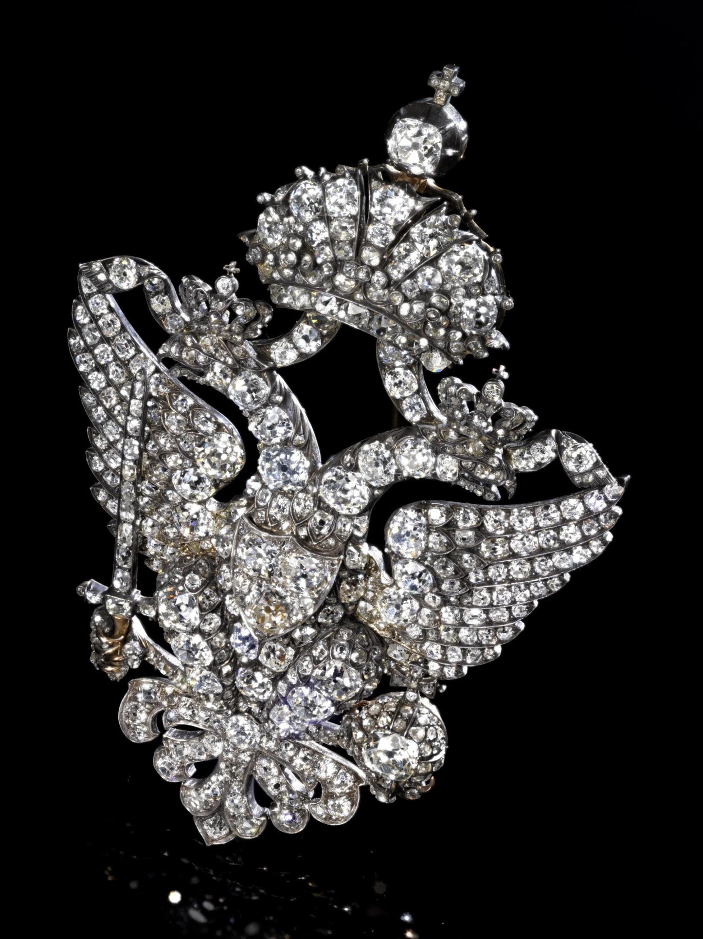 Eagle Fighter 12ct Natural Rose Cut Diamond 925 Sterling Silver Brooch