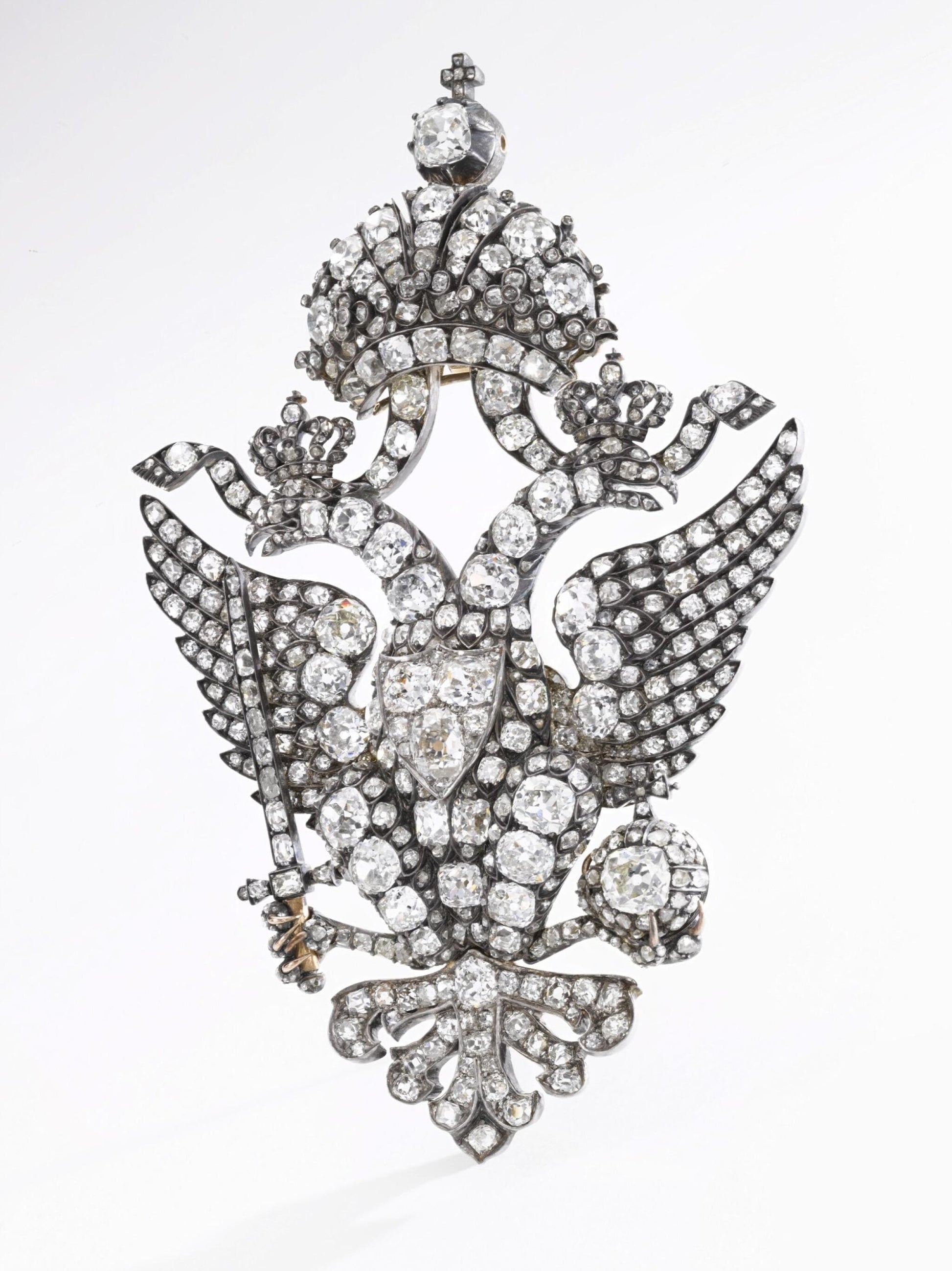 Eagle Fighter 12ct Natural Rose Cut Diamond 925 Sterling Silver Brooch