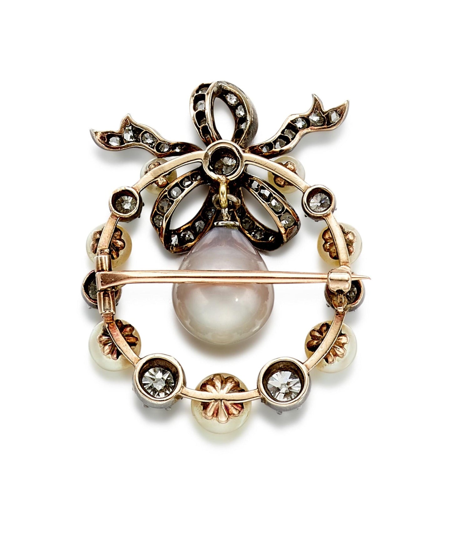4ct Diamond 15ct Pearl 925 Sterling Silver Brooch