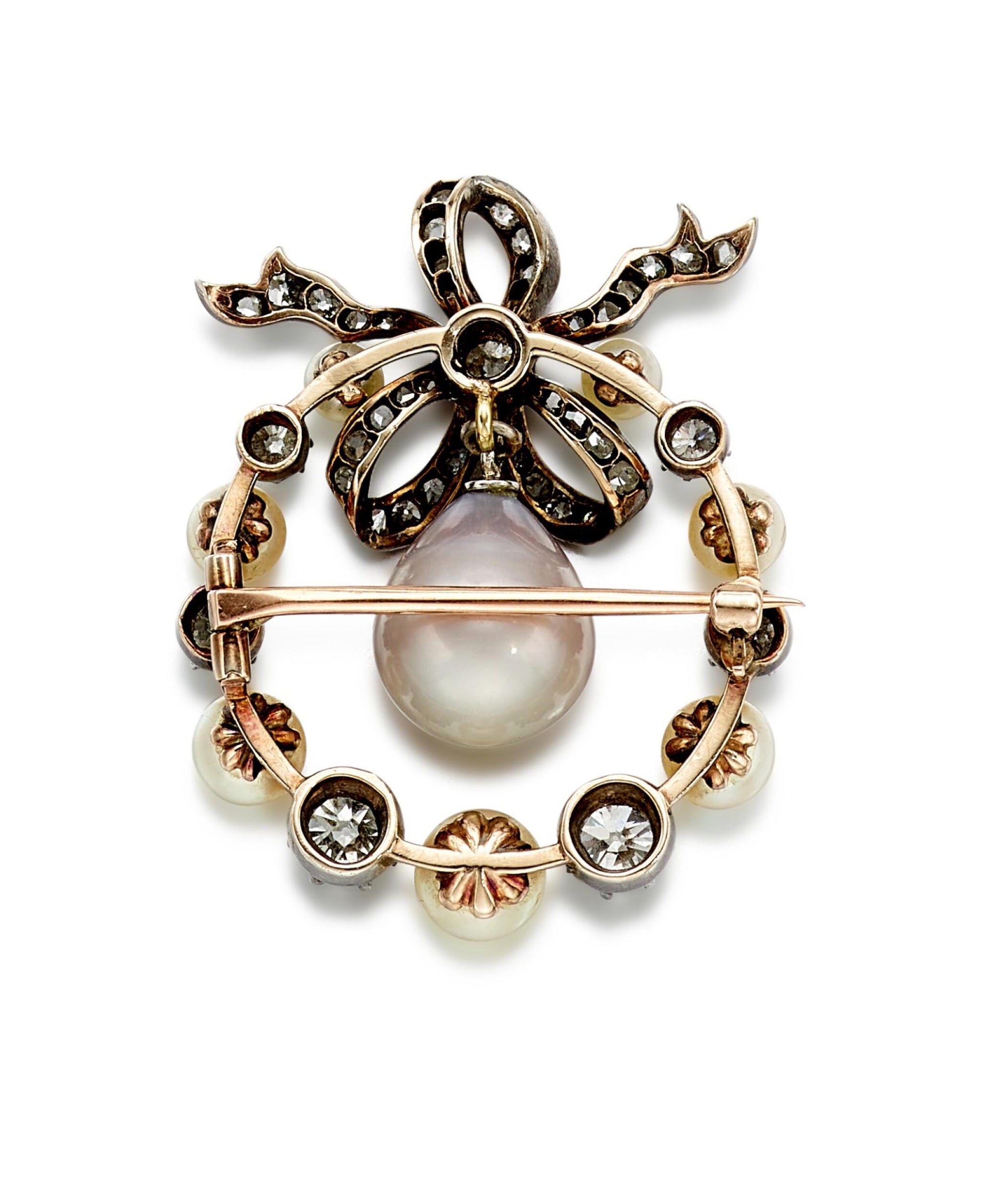 4ct Diamond 15ct Pearl 925 Sterling Silver Brooch