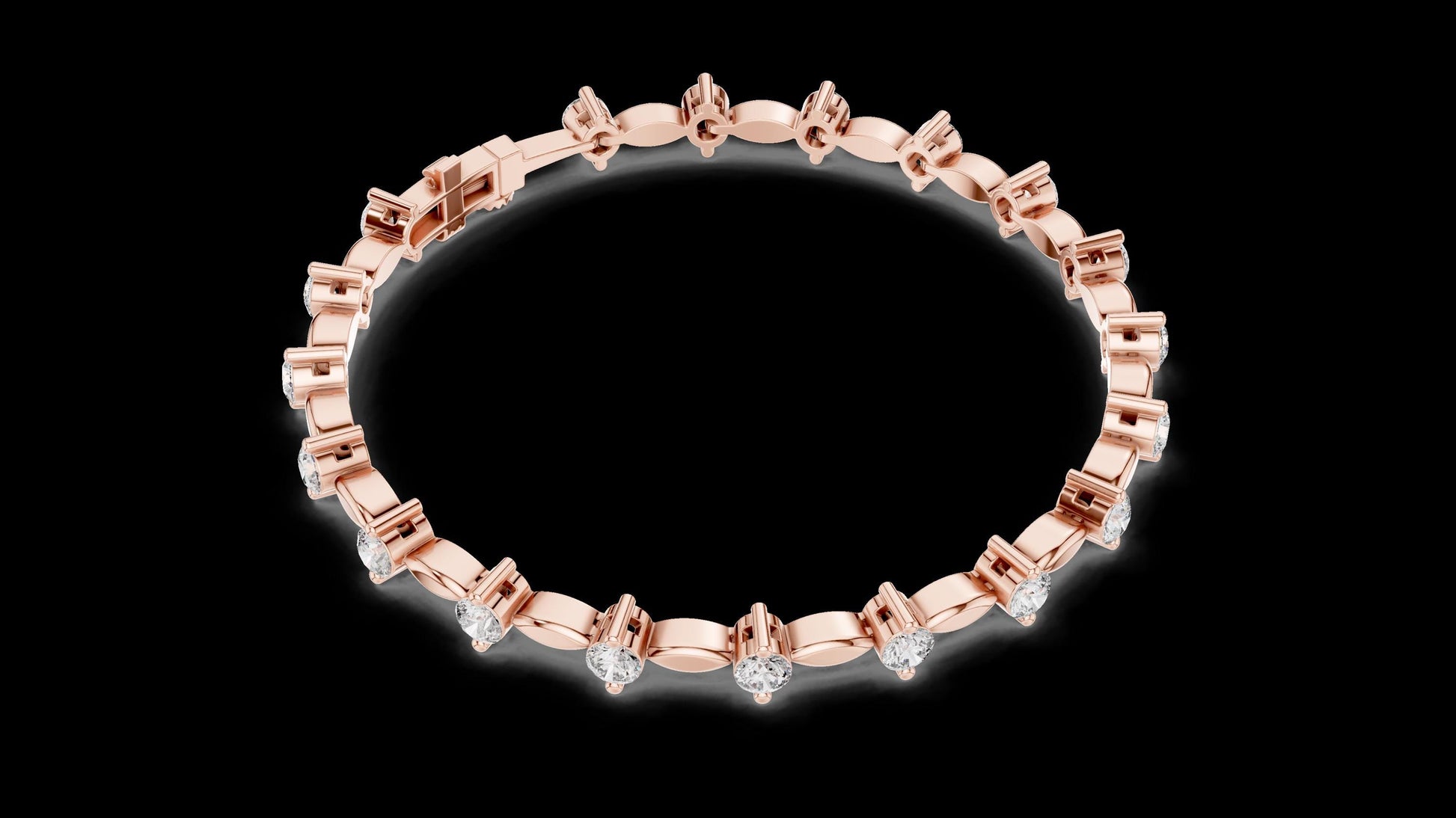 Designer Unique Diamond bracelet. 14 Karat gold. Lab grown Diamond.