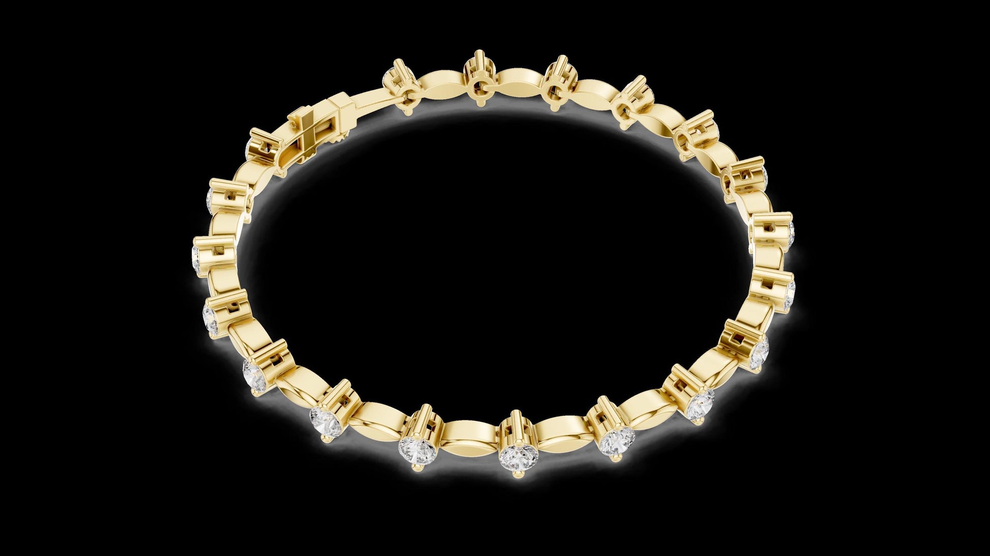 Designer Unique Diamond bracelet. 14 Karat gold. Lab grown Diamond.