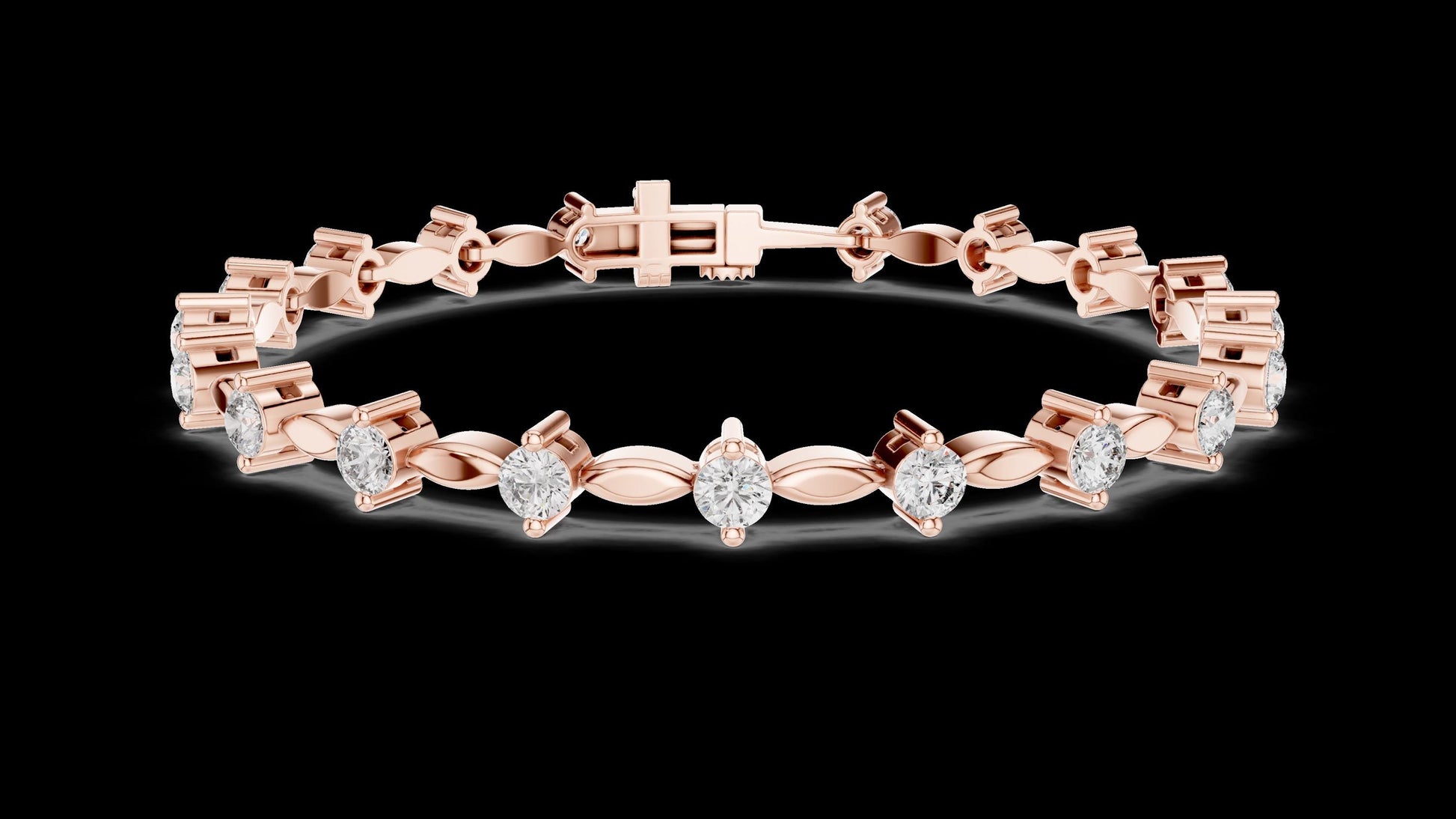 Designer Unique Diamond bracelet. 14 Karat gold. Lab grown Diamond.