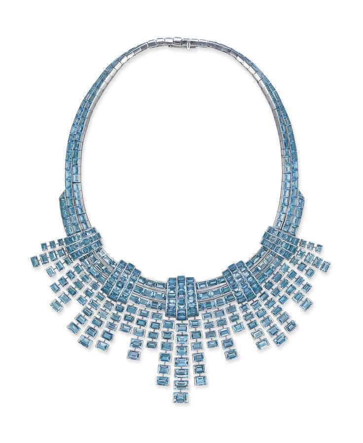 Necklace - Rectangular Shape 250ct Blue Topaz Royal Necklace 925 Sterling Silver