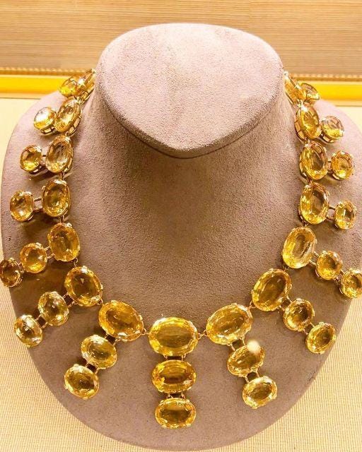 Necklace - Oval Shape 340ct Citrine Royal Necklace 925 Sterling Silver