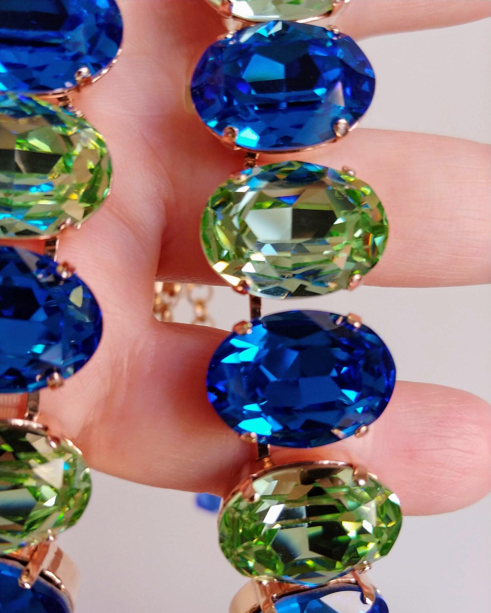 Necklace - Oval Shape 200ct Peridot And Sapphire Royal Necklace 925 Sterling Silver
