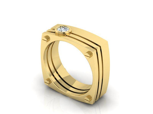 Men's Statement ring G003, High-End Jewelry. Gold Ring. Diamond Ring.