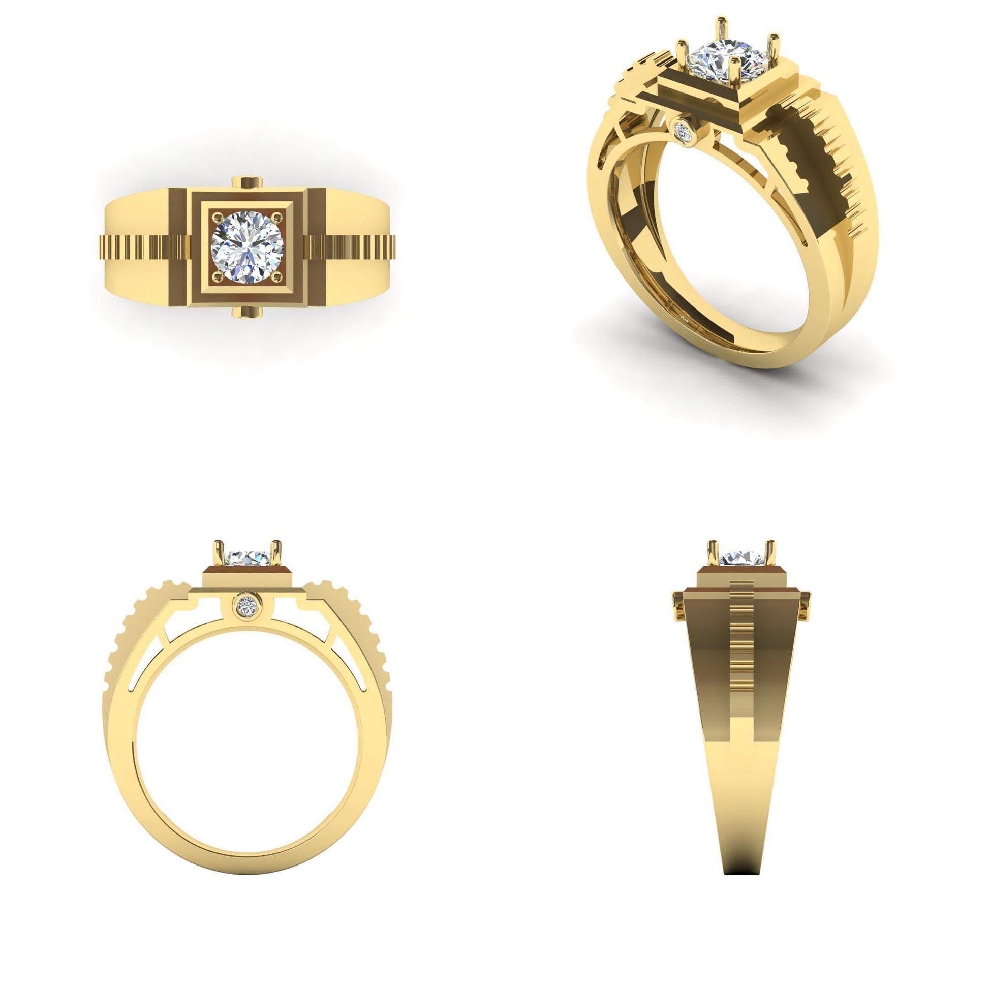 Men's Statement ring G009, High-End Jewelry. Gold Ring. Diamond Ring.