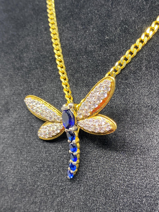 Dragon Fly Pendant I Iced moissanite pendant I Hip Hop pendant jewelry I Silver 925 I Moissanite I 18 karat Pure Gold Plated I